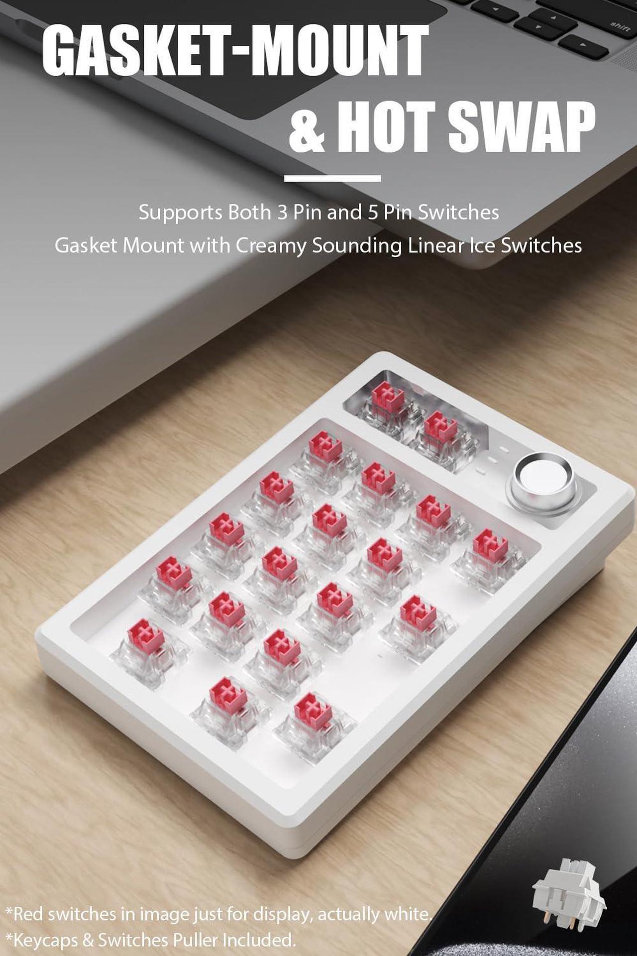 Alt view image 3 of 5 - TISHLED Tri-Mode Gasket Creamy Mechanical Numpad with Dual-Mode Ergonomic Vertical Mouse