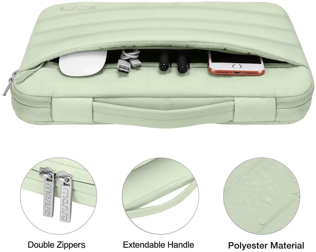 Alt view image 4 of 5 - MOSISO Compatible with MacBook Air 13 inch Case 2025 2024 2023 2022 M4 A3240 M3 A3113 M2 A2681, Hard Case&Puffy Bag&Keyboard Cover&Webcam Cover&Screen Film for MacBook Air 13.6 inch Case, Sage Green
