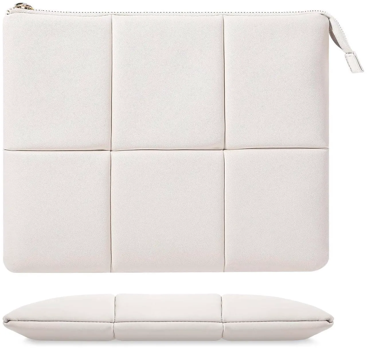 Main image of MoKo 13.3-14 Inch Puffy Laptop Sleeve Fit with MacBook Air 13'' M3 2024/2020/2019, MacBook Pro 14'' M3 2024/2023, MacBook Pro 13" M2/M1, Built-in Elastic Band, PU Leather Carrying Case, Beige