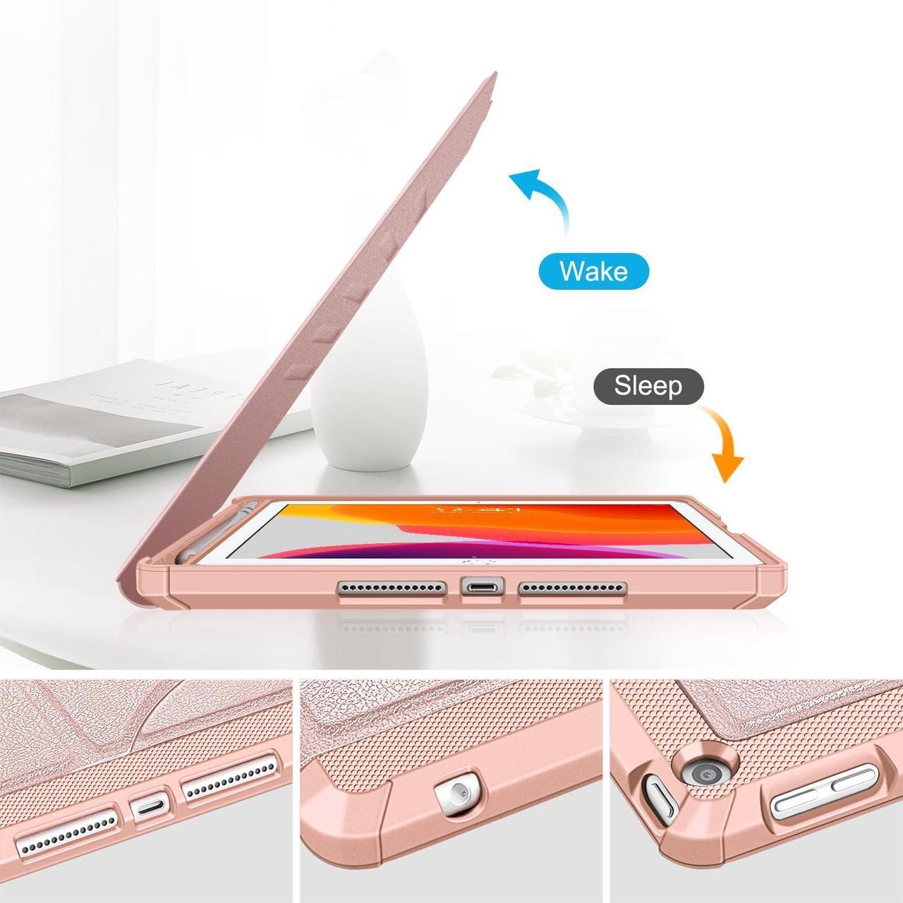 Alt view image 3 of 5 - Fintie Magnetic Stand Case for iPad 9th / 8th / 7th Generation (2021/2020/2019) 10.2 Inch, [Multiple Secure Angles] Shockproof Rugged Soft TPU Back Cover, Auto Sleep Wake, Bronze Rose