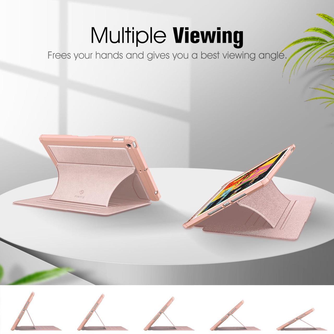 Alt view image 4 of 5 - Fintie Magnetic Stand Case for iPad 9th / 8th / 7th Generation (2021/2020/2019) 10.2 Inch, [Multiple Secure Angles] Shockproof Rugged Soft TPU Back Cover, Auto Sleep Wake, Bronze Rose