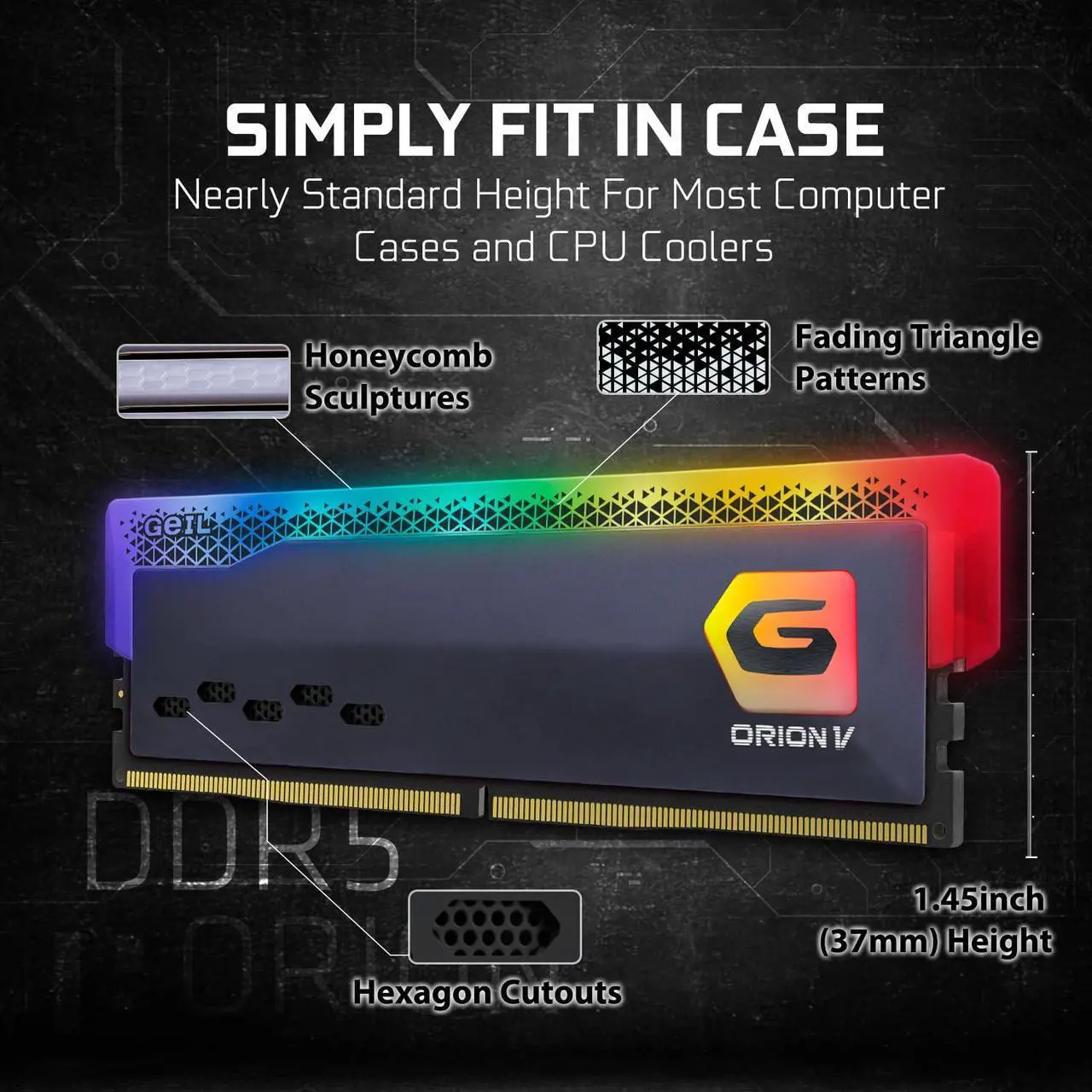 Alt view image 4 of 5 - GeIL Orion RGB DDR5 RAM, 32GB (16GBx2) 5200MHz 1.25V,High Speed Desktop Memory, Hardcore Immersive Gaming/Multimedia Content Creation/Quality Live Streaming(Gray)