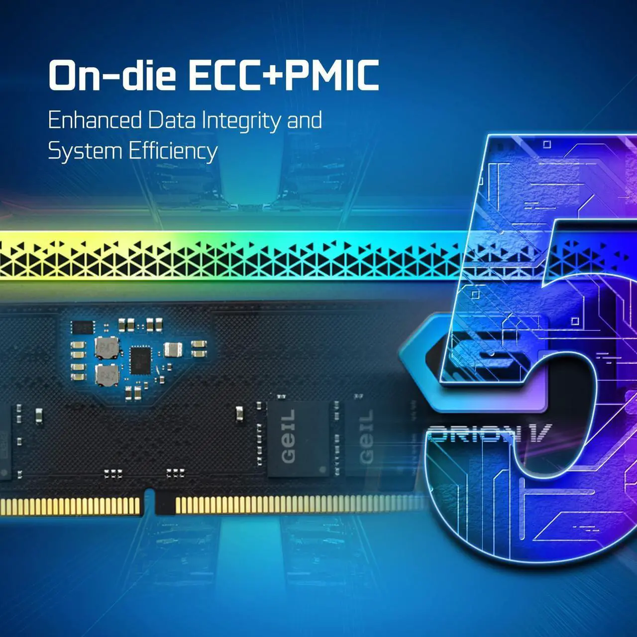 Alt view image 3 of 5 - GeIL Orion RGB DDR5 RAM, 32GB (16GBx2) 5200MHz 1.25V,High Speed Desktop Memory, Hardcore Immersive Gaming/Multimedia Content Creation/Quality Live Streaming(Gray)