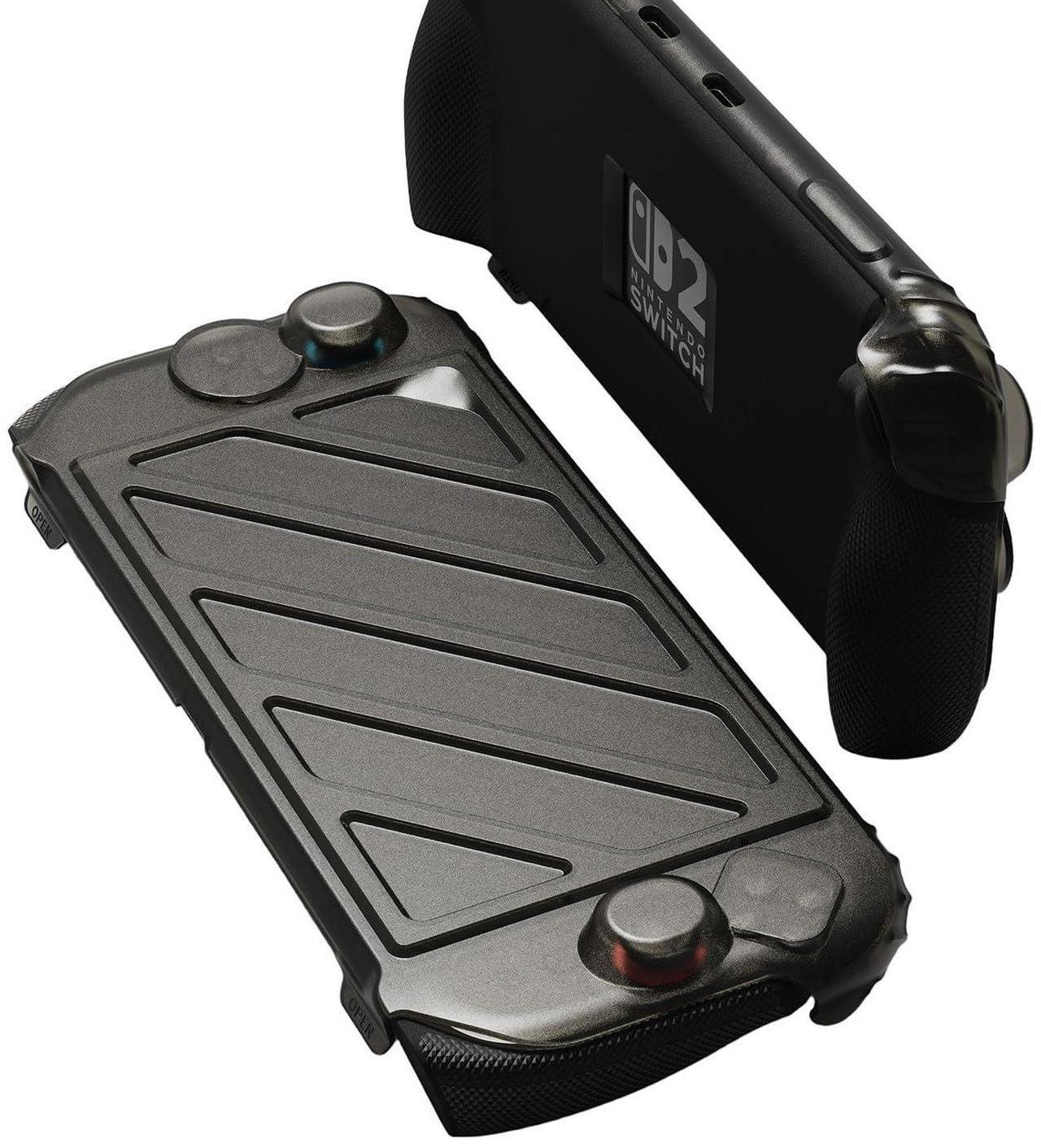 Main image of Savage Raven by Skull & Co. StandGrip Front Cover Bundle for Nintendo Switch 2: Protective Case with Textured Grips Full Protection and Hard-Shell Front Cover Handheld Design - Smoky Black