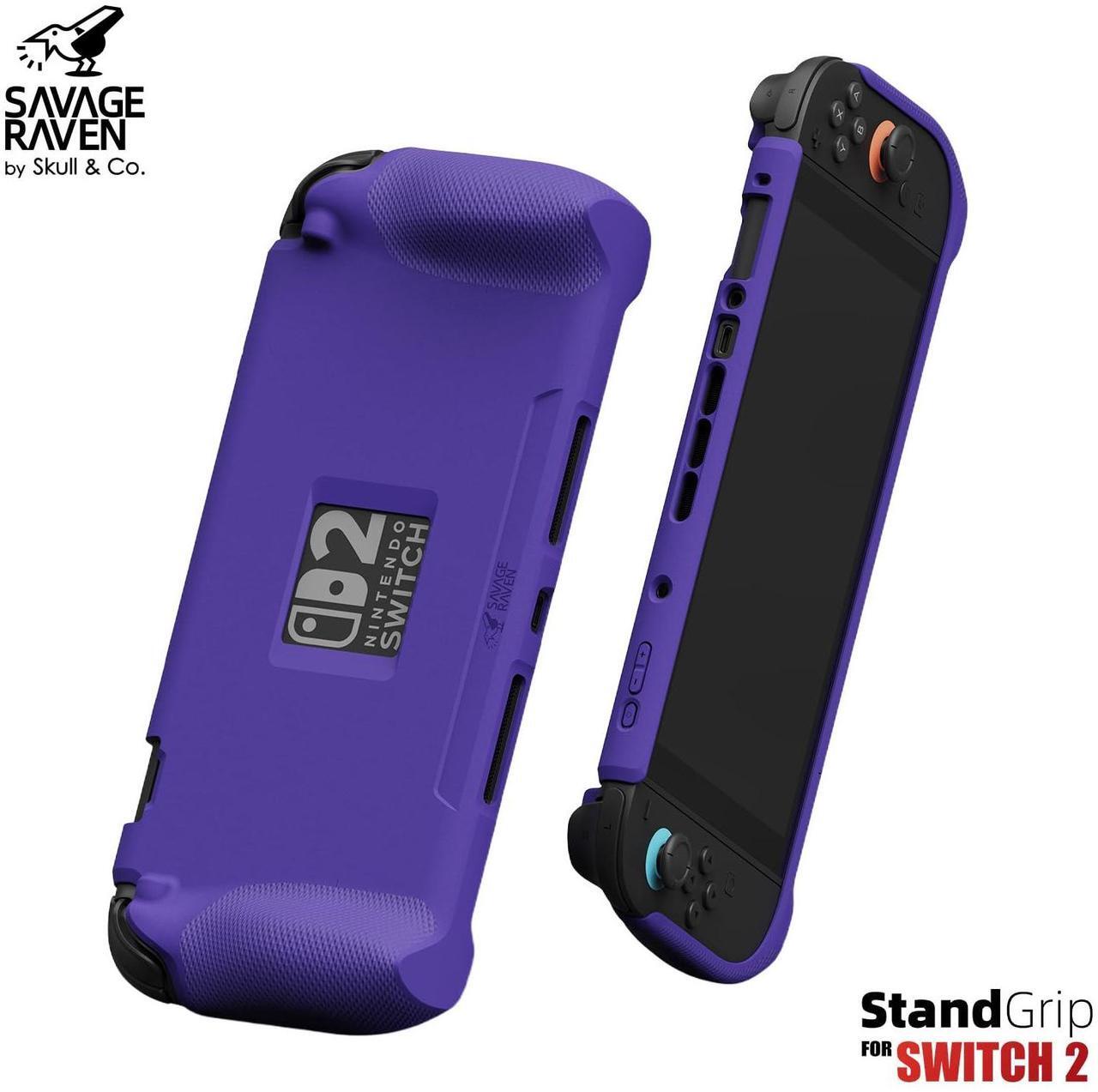 Alt view image 2 of 5 - Savage Raven by Skull & Co. StandGrip Front Cover Bundle for Nintendo Switch 2: Protective Case with Textured Grips Full Protection and Hard-Shell Front Cover Handheld Design - Smoky Black