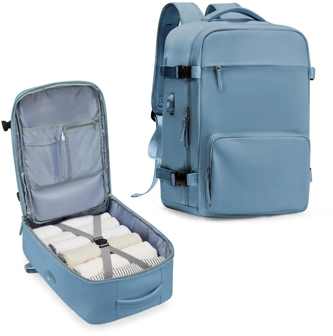 Main image of Large Travel Backpack for Women Men, Waterproof Carry on Backpack for Flight Approved, Mochila de Viaje Personal Item Luggage Backpacks with Shoce Compartment, Bulto de Viaje Tiktok Backpacks
