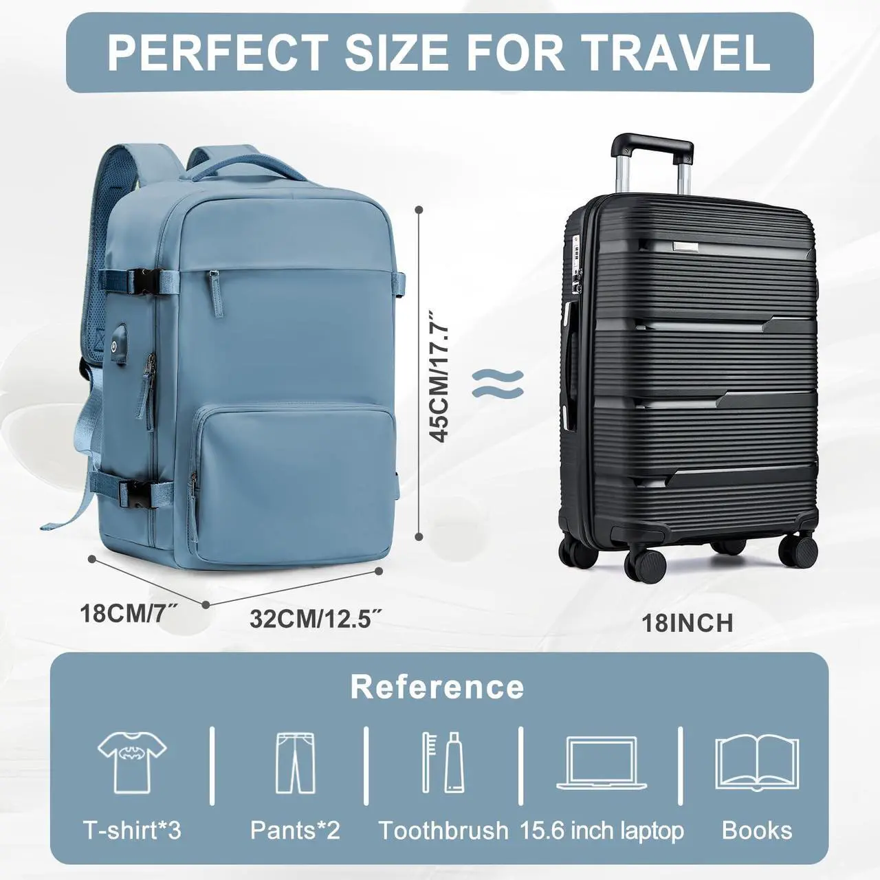 Alt view image 2 of 5 - Large Travel Backpack for Women Men, Waterproof Carry on Backpack for Flight Approved, Mochila de Viaje Personal Item Luggage Backpacks with Shoce Compartment, Bulto de Viaje Tiktok Backpacks