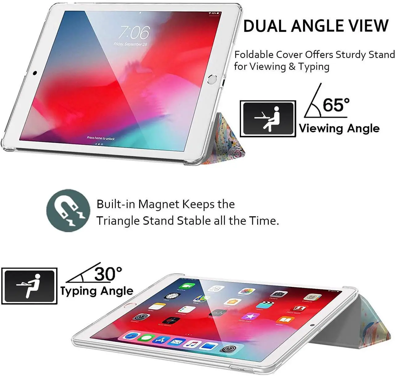 Alt view image 4 of 5 - DuraSafe Cases iPad PRO 12.9 Inch 1st Gen [ Pro 12.9 2015 1 Gen ] ML0H2LL/A ML0G2LL/A ML0N2LL/A ML0Q2LL/A ML0R2LL/A ML0V2LL/A ML0U2LL/A ML0T2LL/A Smart Printed PC Cover - Deer Print
