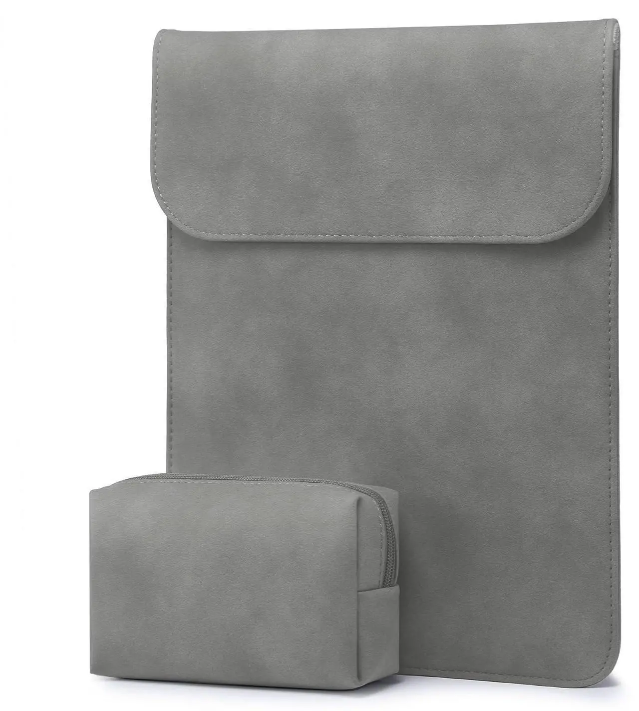 Main image of HYZUO 15-16 Inch Laptop Sleeve for MacBook Pro 16 M4/M3/M2/M1 A3403 A3186 A2991 A2780 2025-2019, MacBook Pro 15 2015-2012 A1398, XPS 15, Faux Suede Leather Case with Accessory Bag, Dark Gray