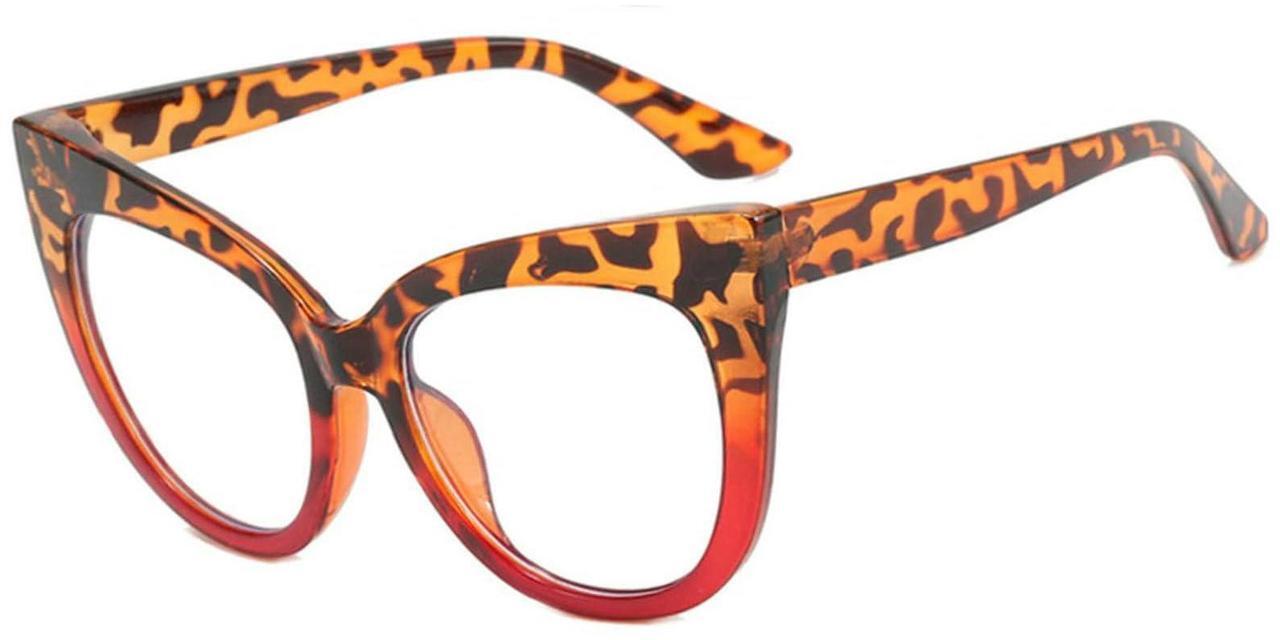 Alt view image 4 of 5 - mincl Cat Eye Reading Glasses for Women,Retro Red Frame 2pack Computer Readers, Oversized Blue light Blocking Eyeglasses, (2pcs-red&leopard, 1.25, multiplier_x)