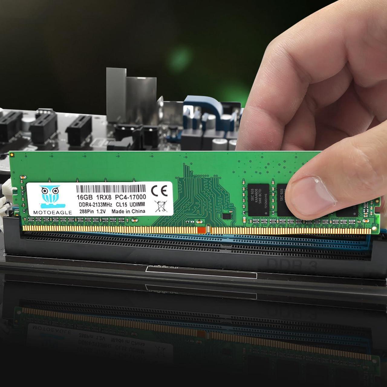 Alt view image 3 of 5 - [16GB DDR4 RAM ] 16GB DDR4 2133MHz DIMM PC4-2133P PC4-17000 UDIMM Non-ECC 1Rx8 1.2V CL15 288-Pin Desktop Computer Memory