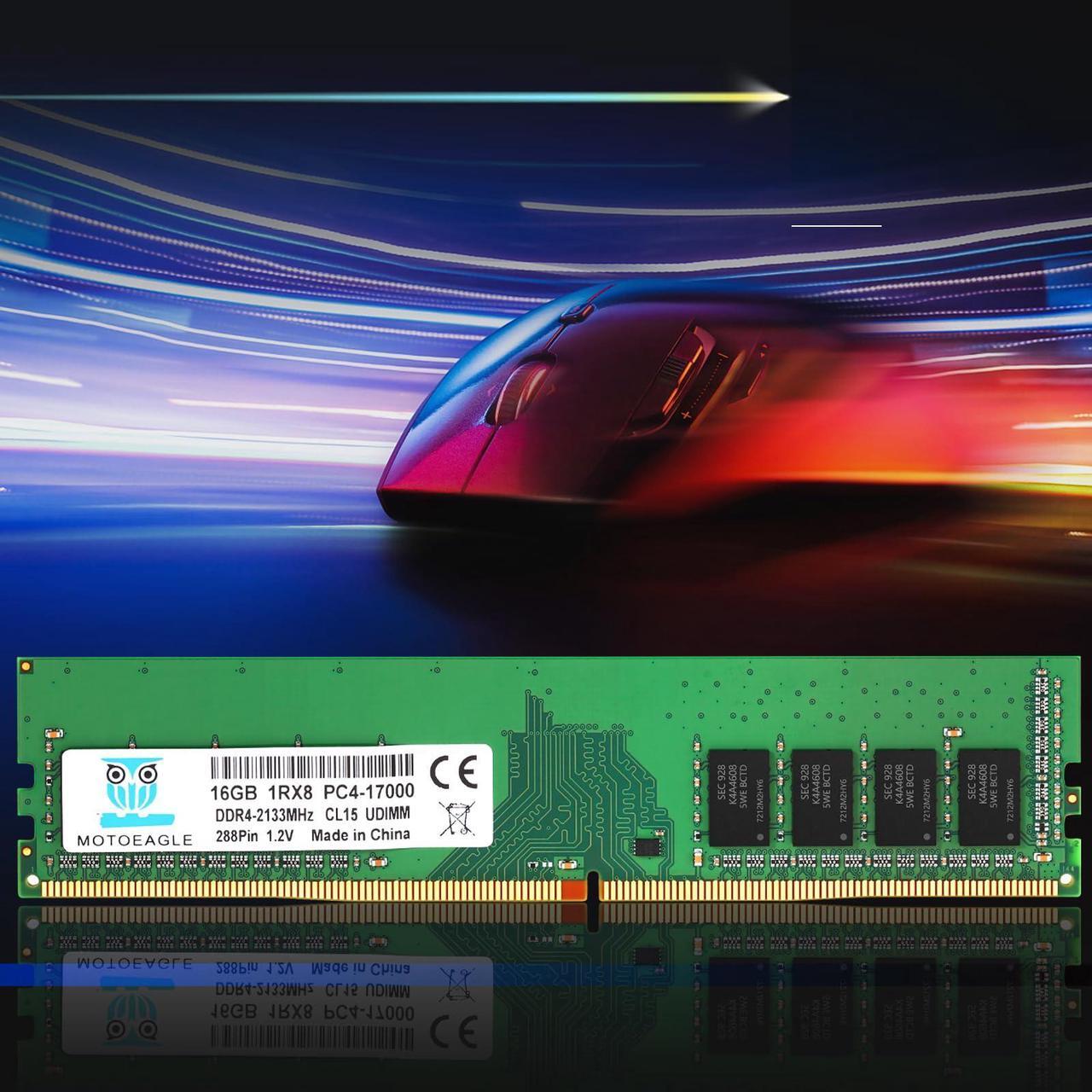 Alt view image 4 of 5 - [16GB DDR4 RAM ] 16GB DDR4 2133MHz DIMM PC4-2133P PC4-17000 UDIMM Non-ECC 1Rx8 1.2V CL15 288-Pin Desktop Computer Memory