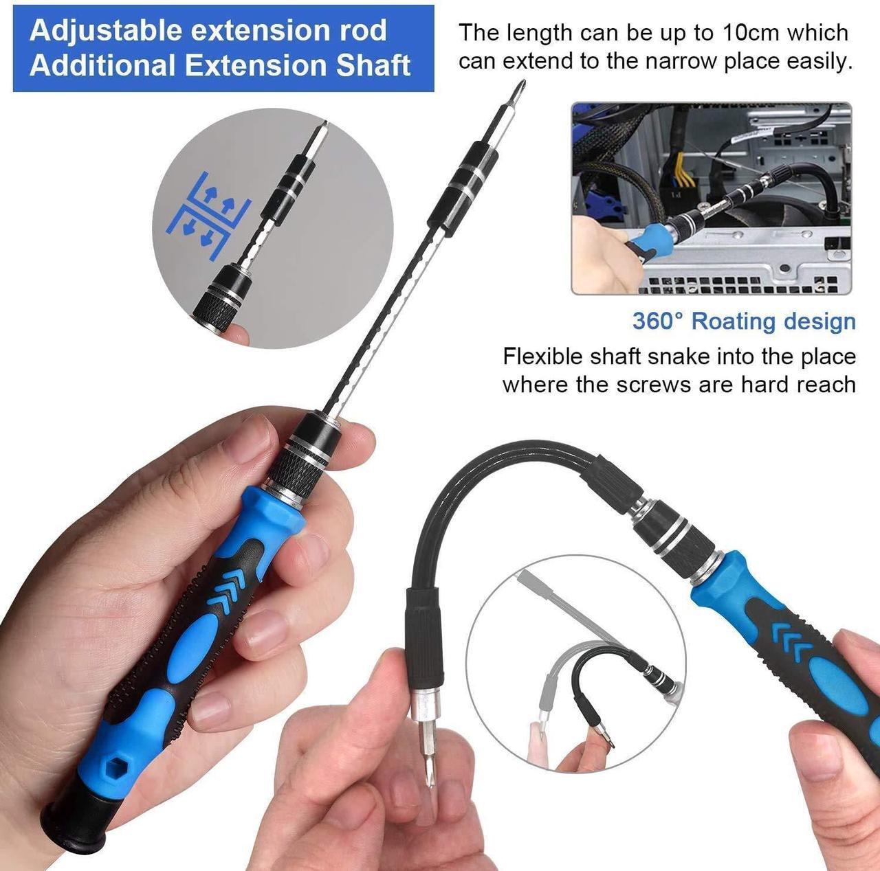 Alt view image 4 of 5 - oGoDeal 155 in 1 Precision Screwdriver Set Professional Electronic Repair Tool Kit for Computer, Eyeglasses, iPhone, Laptop, PC, Tablet,PS3,PS4,Xbox,Macbook,Camera,Watch,Toy,Jewelers,Drone Blue