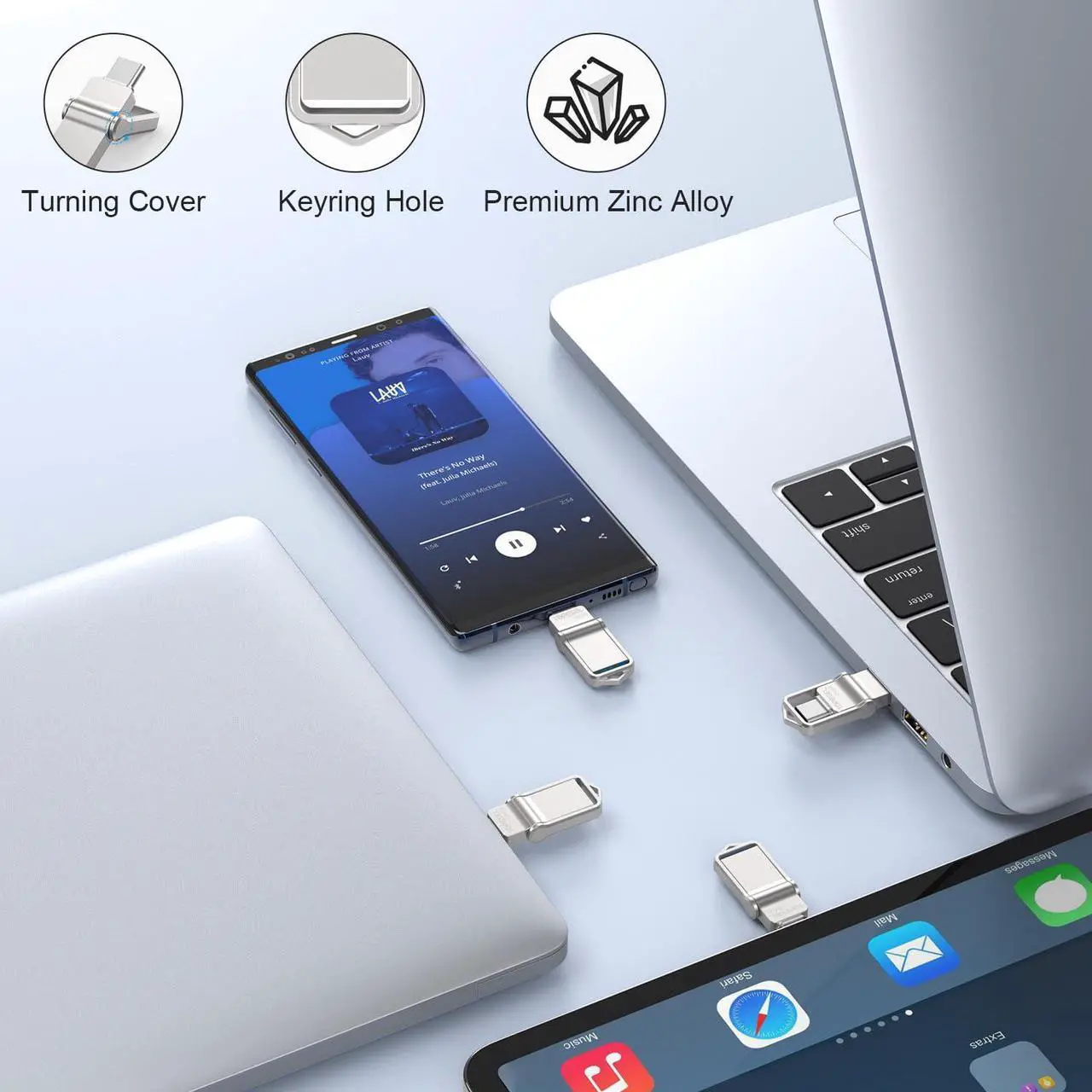 Alt view image 4 of 5 - TOPESEL 256GB USB-C Flash Drive - Dual USB 3.0, Waterproof, Portable for Computer, Mac, Smartphone, Tablet