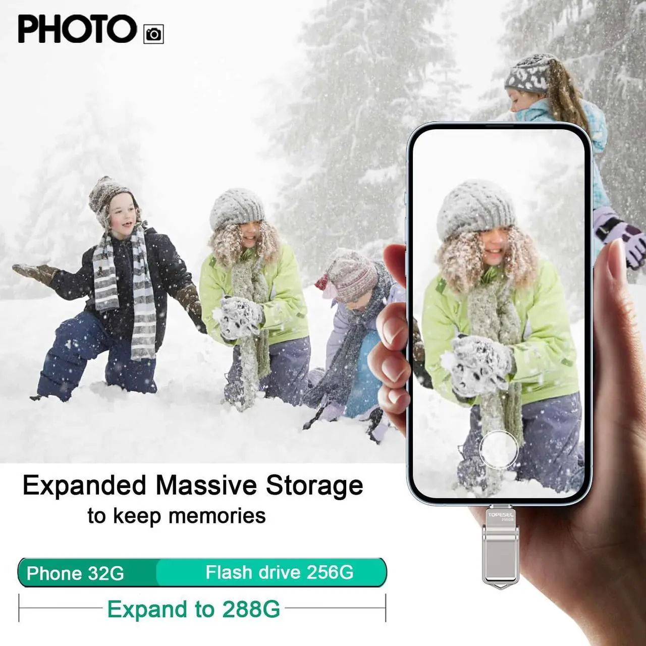 Alt view image 5 of 5 - TOPESEL 256GB USB-C Flash Drive - Dual USB 3.0, Waterproof, Portable for Computer, Mac, Smartphone, Tablet