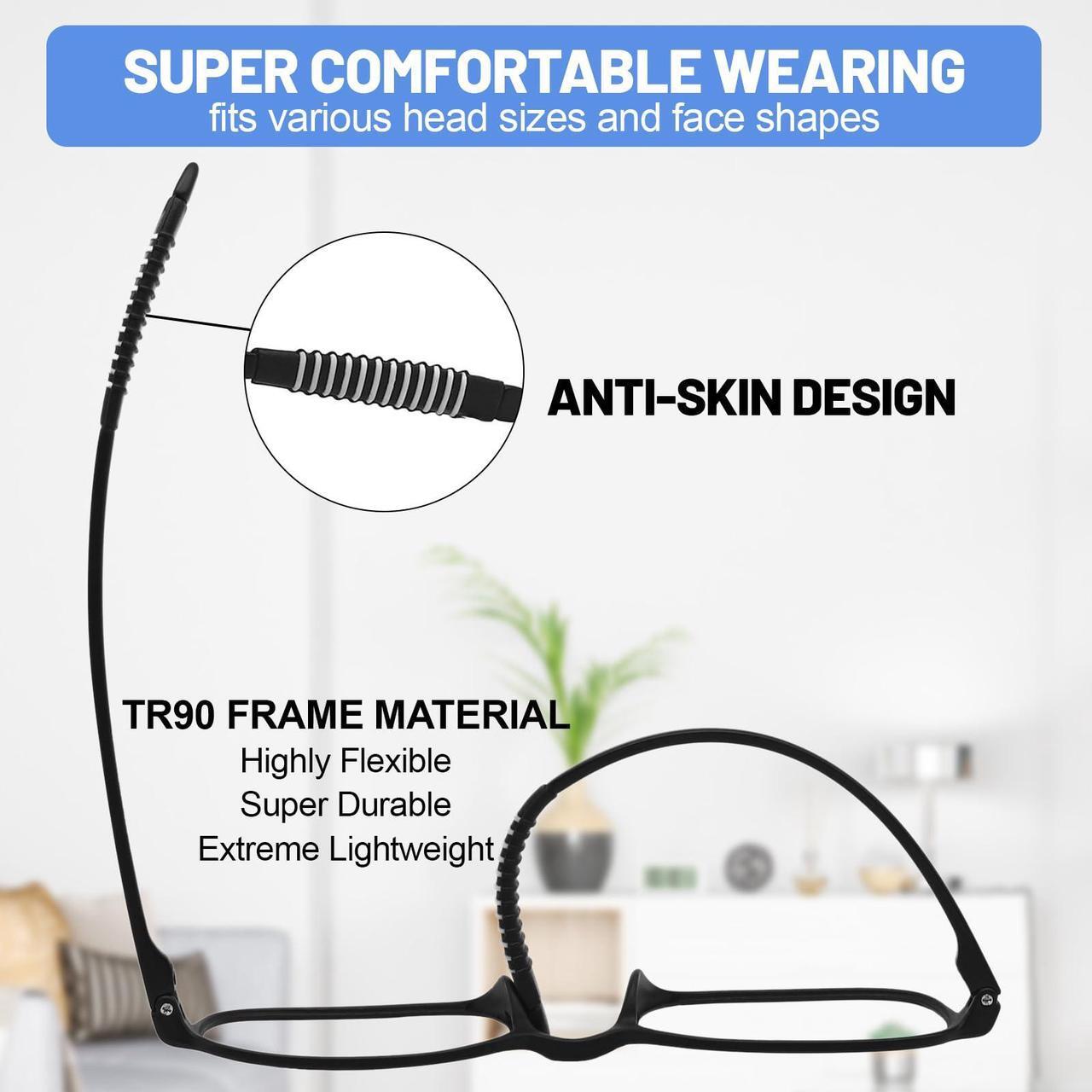Alt view image 3 of 5 - WEMOOTANTS 4 Packs Narrow Blue Light Blocking Reading Glasses 2.0 Men Women Lightweight Black Readers 1.0 1.5 2.00 2.5 3.0 3.5 4.0
