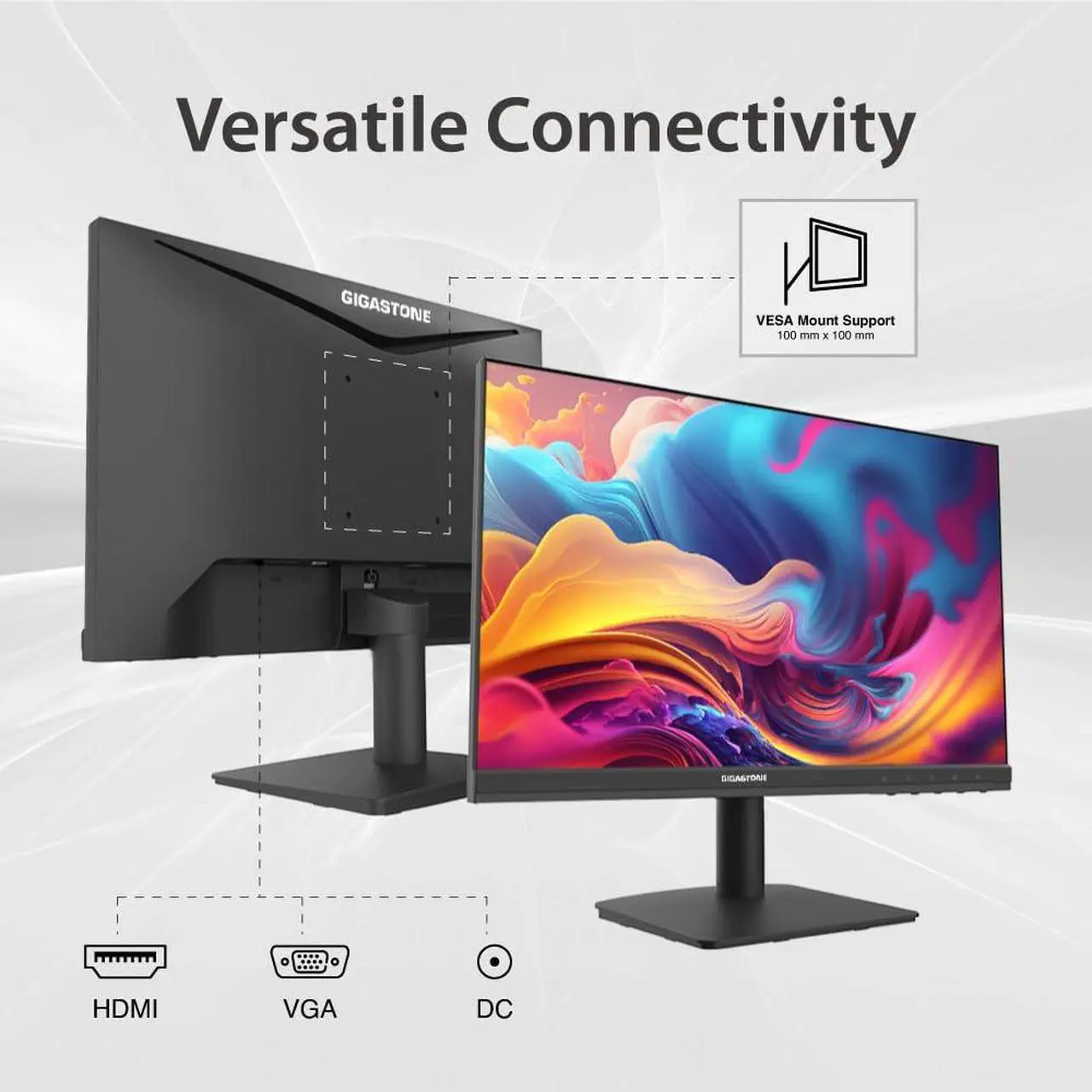 Alt view image 3 of 5 - Gigastone 22 inch IPS LED Back Light Monitor 75Hz FHD 1920 x 1080, 1080P 178° Wide View Frameless Computer Monitor 4ms, Eye Care Technology, Ergonomic Tilt VESA Mount, HDMI VGA