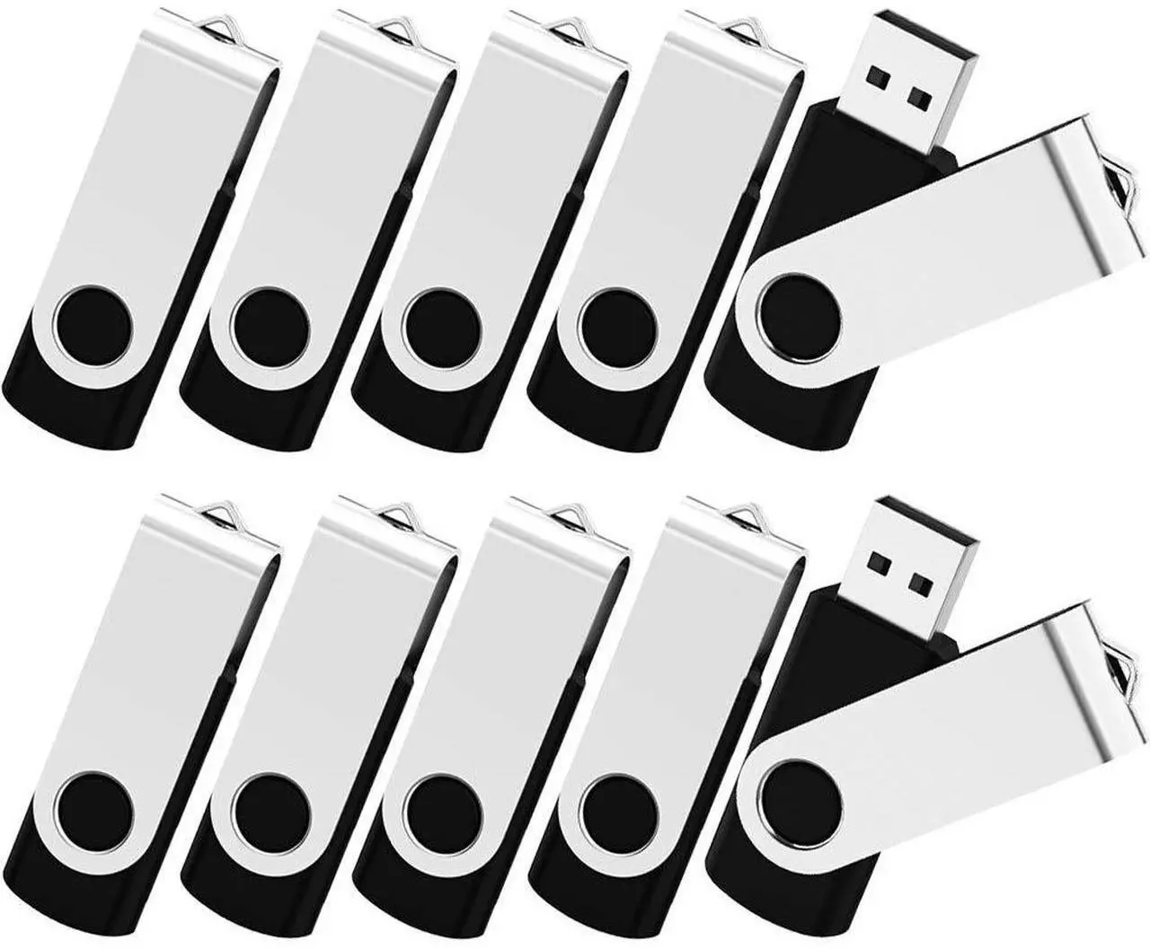 Main image of KOOTION Wholesale Bulk 50 Pack USB Flash Drive 128MB Flash Drive Thumb Drive Flash Drives Swivel Memory Stick, Black
