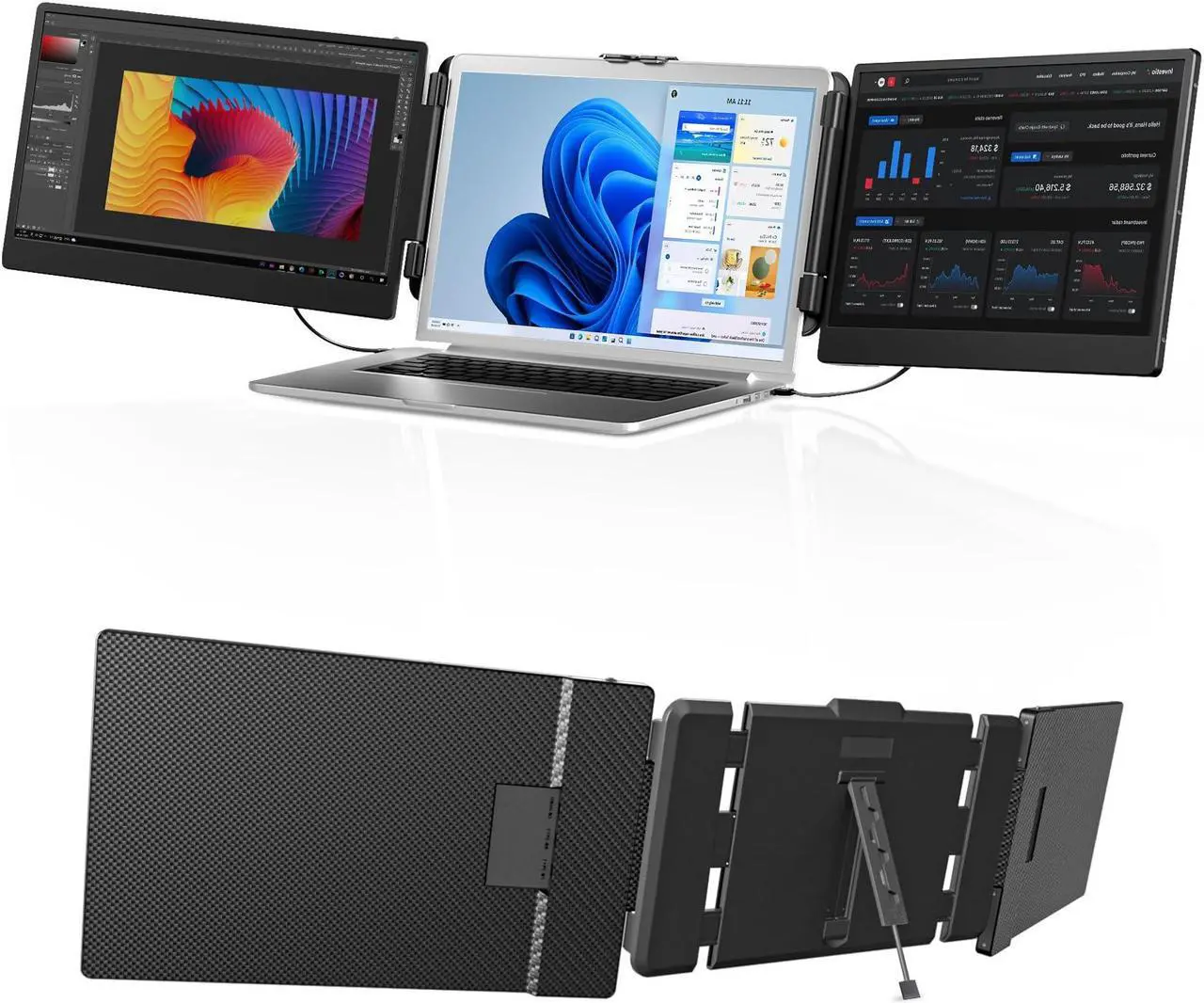 Main image of BOSII Laptop Screen Extender Portable -14 Inch Triple IPS FHD 1080P HDMI/USB-A/Type-C Extended Monitor for 13"-17.3" Laptops Compatible with Windows Mac Travel Gaming Work