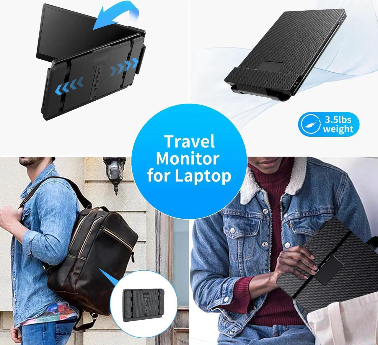 Alt view image 3 of 6 - BOSII Laptop Screen Extender Portable -14 Inch Triple IPS FHD 1080P HDMI/USB-A/Type-C Extended Monitor for 13"-17.3" Laptops Compatible with Windows Mac Travel Gaming Work