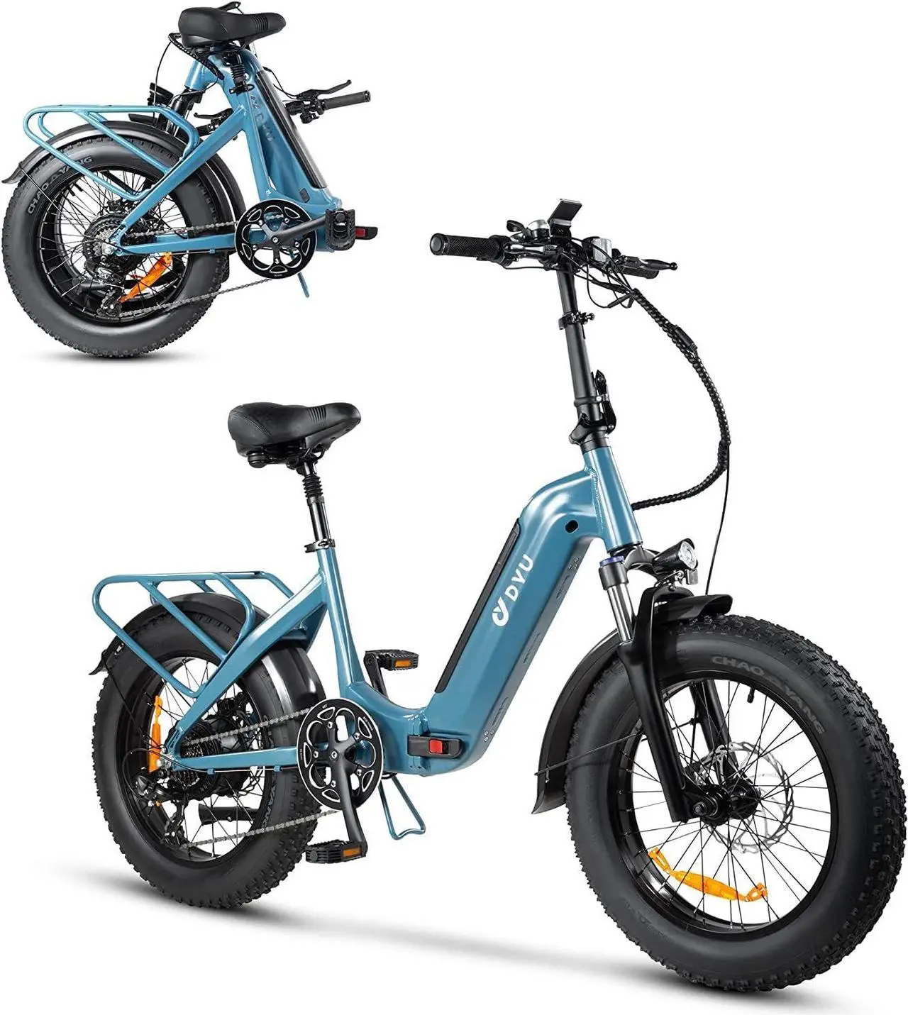 Main image of DYU 20" 4.0 Fat Tire Electric Bike for Adults, 20 MPH Foldable E Bike, 500W 48V 14AH LG Battery, Air Saddle, Shimano 7-Speed, Dual Shock Absorber Mountain Ebike, Up to 43 Miles, UL2849 Certification