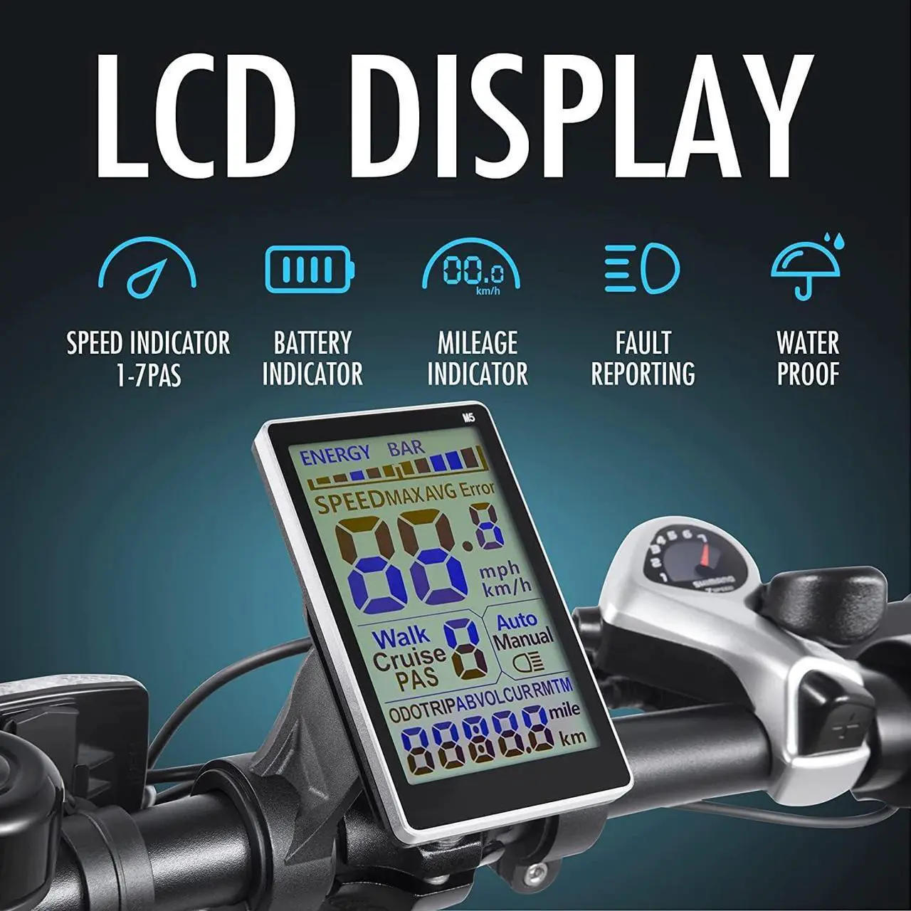 Alt view image 6 of 7 - DYU 20" 4.0 Fat Tire Electric Bike for Adults, 20 MPH Foldable E Bike, 500W 48V 14AH LG Battery, Air Saddle, Shimano 7-Speed, Dual Shock Absorber Mountain Ebike, Up to 43 Miles, UL2849 Certification