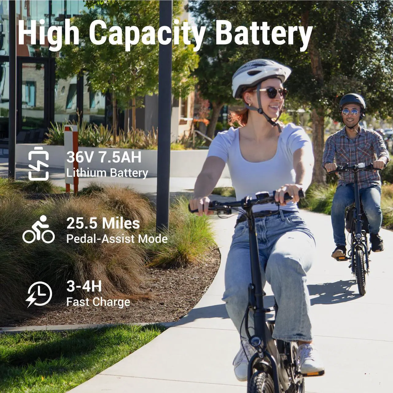 Alt view image 4 of 7 - DYU 14" Folding Electric Bike for Adults Teens, 350W 36V/7.5AH, Pedal-Assist, Commuter Cruiser City E Bike