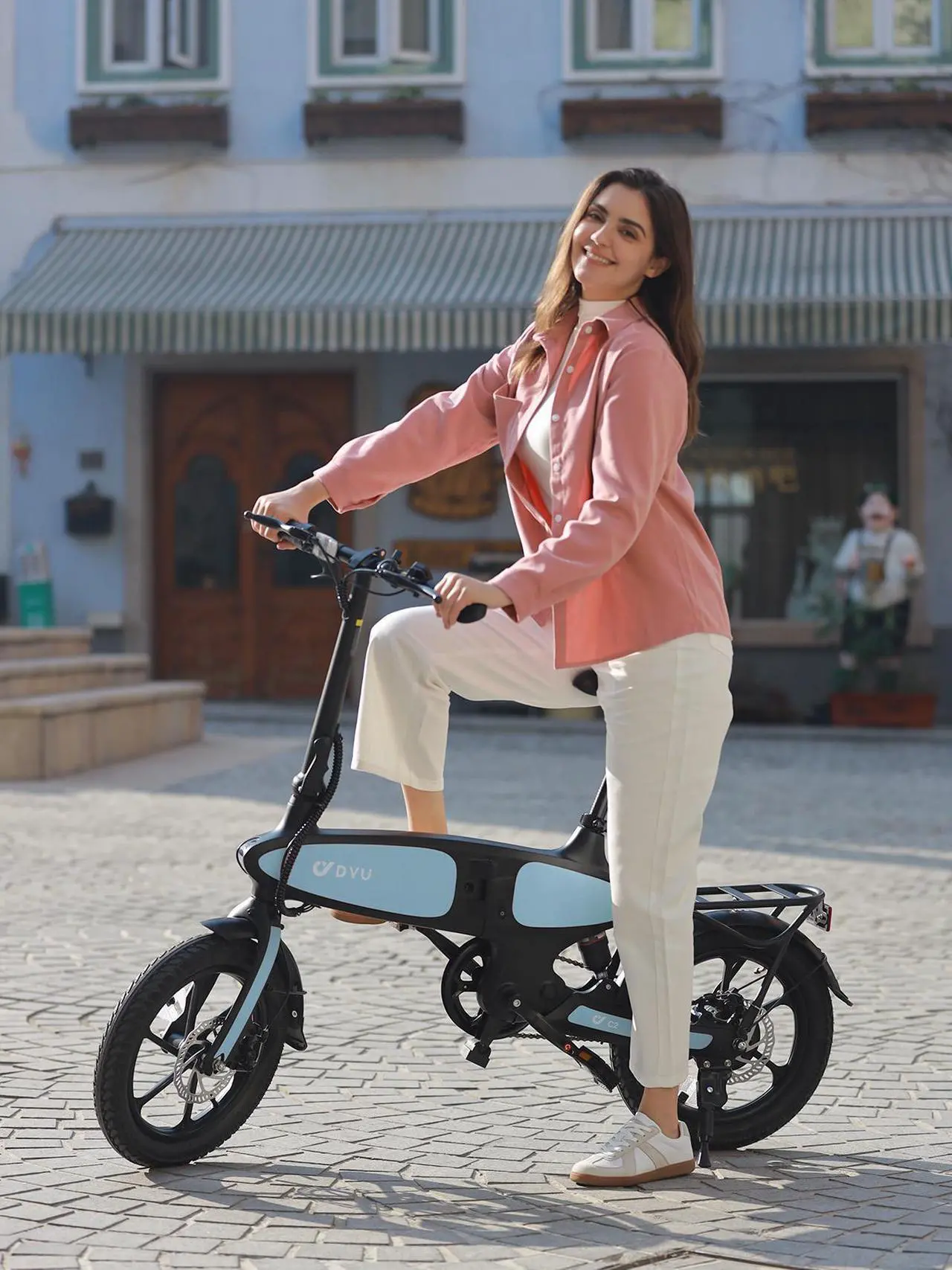 Alt view image 7 of 7 - DYU 16" Folding Electric Bike for Adults Teens, 500W Peak Motor 48V/7.5AH, Pedal-Assist, Commuter Cruiser City E Bike