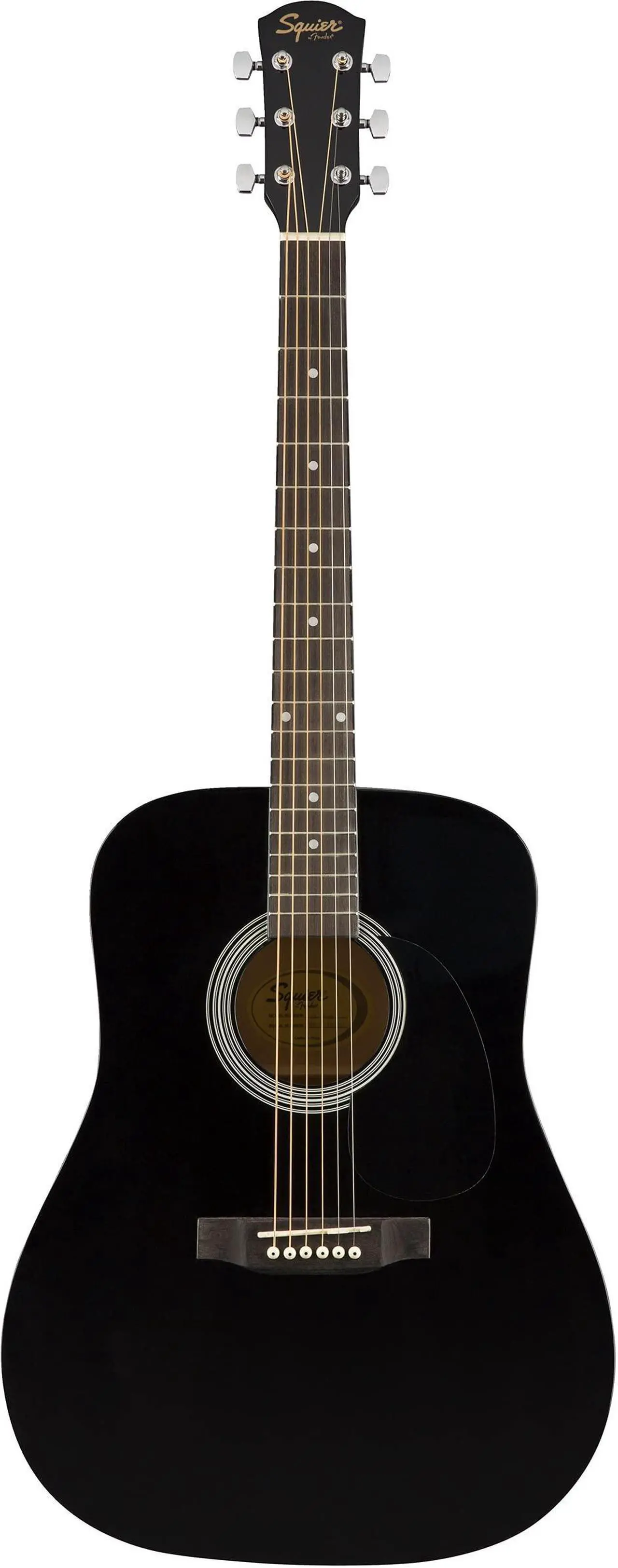 Alt view image 2 of 7 - Fender Squier Dreadnought Acoustic Guitar - Black Bundle with Gig Bag, Tuner, Strap, Strings, Picks, Fender Play Online Lessons, and Austin Bazaar Instructional DVD