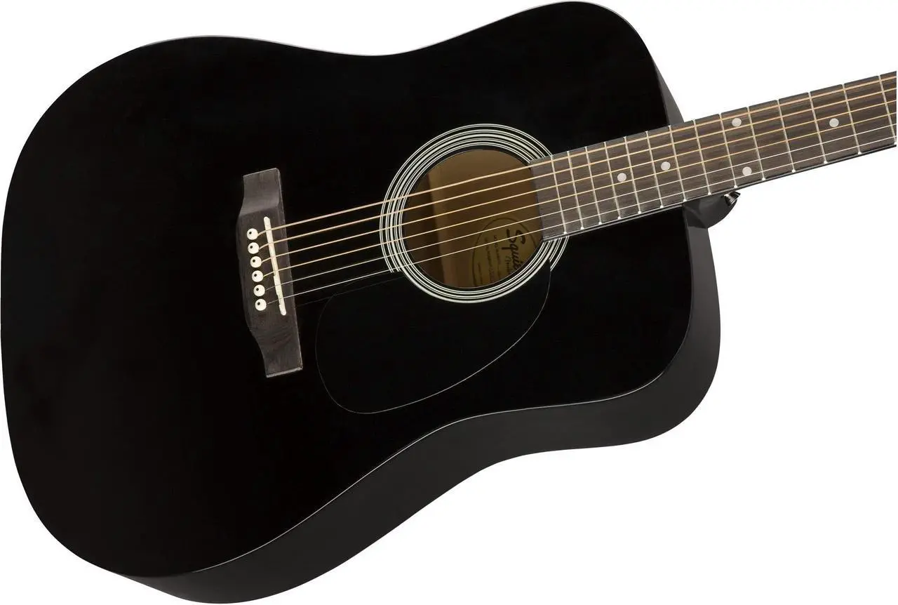 Alt view image 4 of 7 - Fender Squier Dreadnought Acoustic Guitar - Black Bundle with Gig Bag, Tuner, Strap, Strings, Picks, Fender Play Online Lessons, and Austin Bazaar Instructional DVD