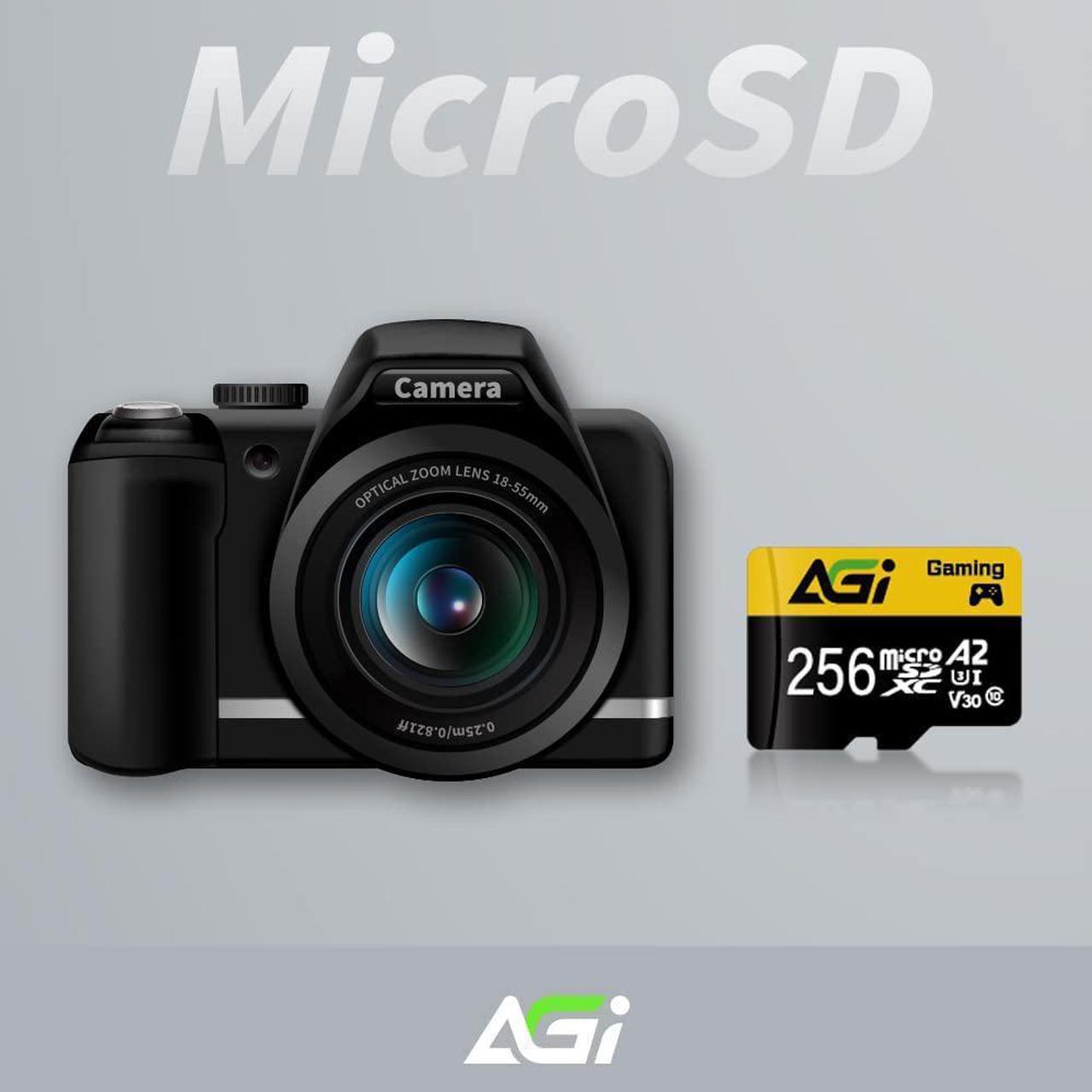 Alt view image 7 of 7 - AGI 256GB TF138 MicroSDXC Memory Card C10 U3 V30 A2 Micro SD (R/W Speed up to 98/70 MBs) SD Card Adapter is accompanied for Using with DSLRs, camcorders and Other SD-Compatible Devices