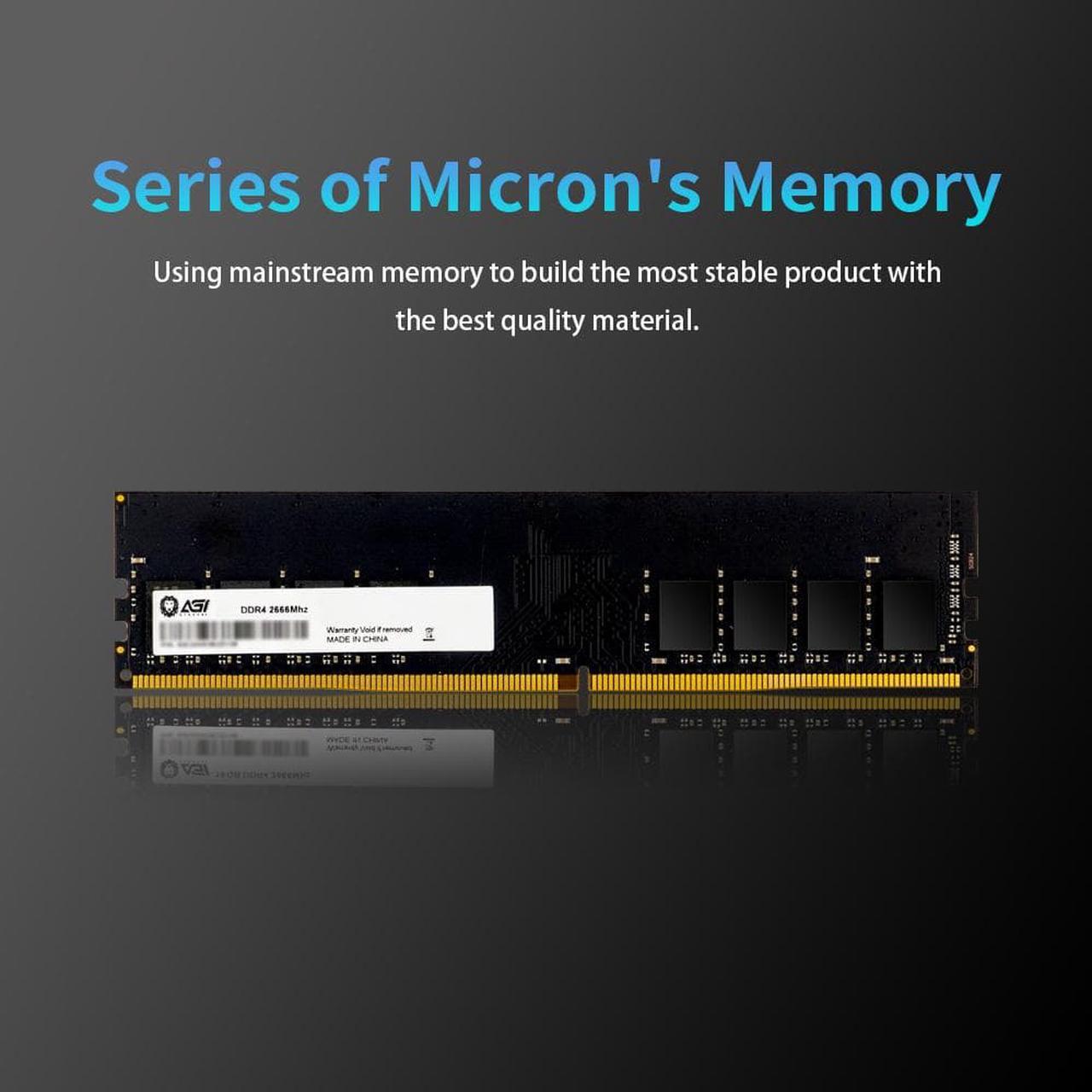 Alt view image 2 of 5 - AGI UD138 8GB DDR4 UDIMM 2666MHz CL19, 1.2V,  288-pin for Computer Memory RAM Module Upgrade