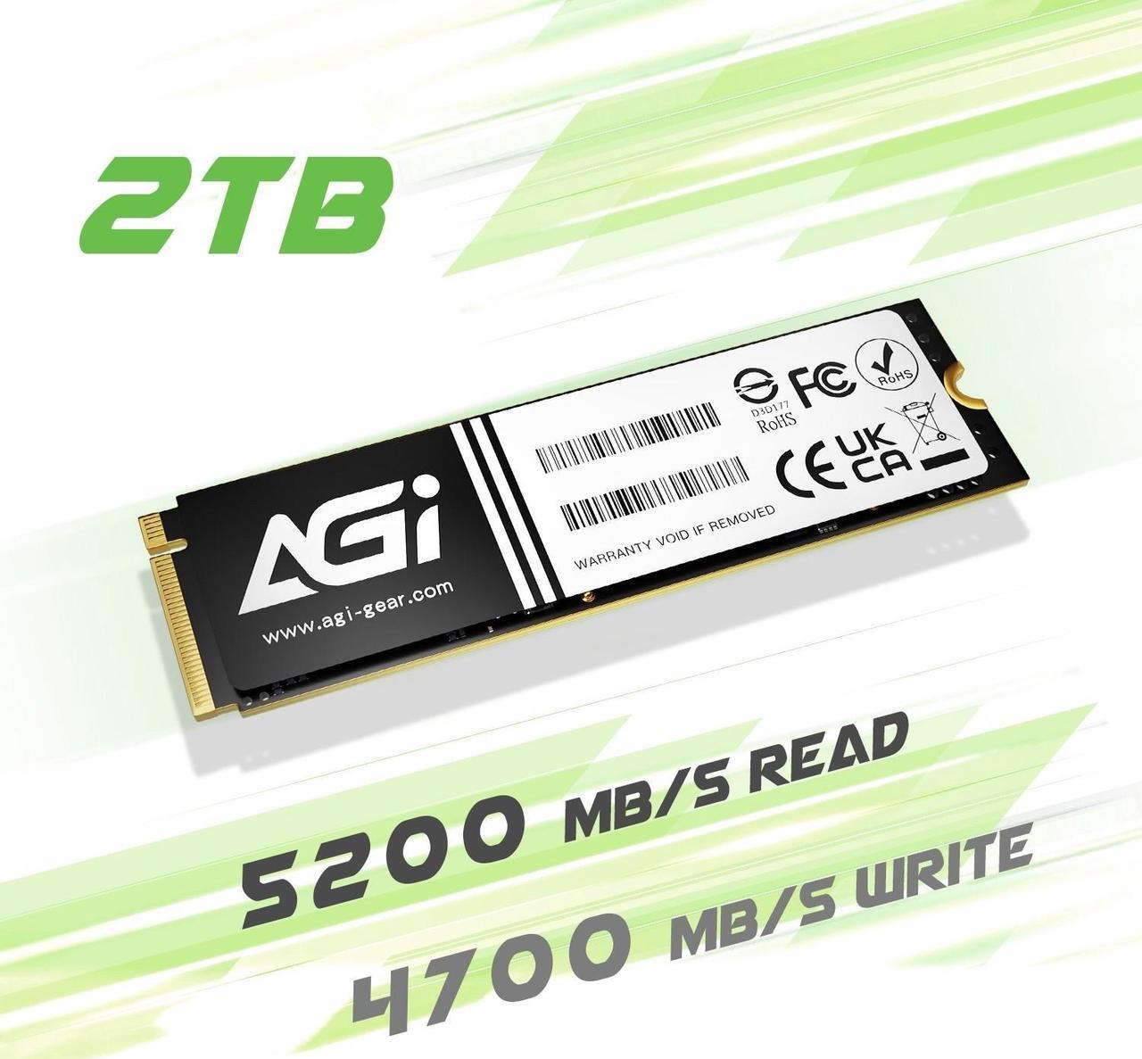 Alt view image 2 of 5 - AGI AI818-43 2TB NVMe M.2 2280 PCIE GEN4.0x4 Internal Solid State Drive(SSD) (R/W Speed up to 5200/4700) with Graphite Heat Sink
