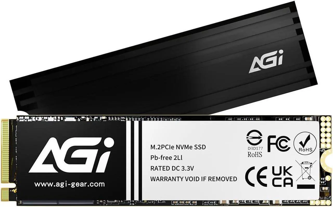 Main image of AGI 2TB SSD, AI828 PCIe NVMe 4.0 M.2 2280 Gen4x4 with Heat Sink, Read up to 7400MB/s, Work with PS5, 3D NAND Internal Solid State Drive - AGI2T0G44AI828