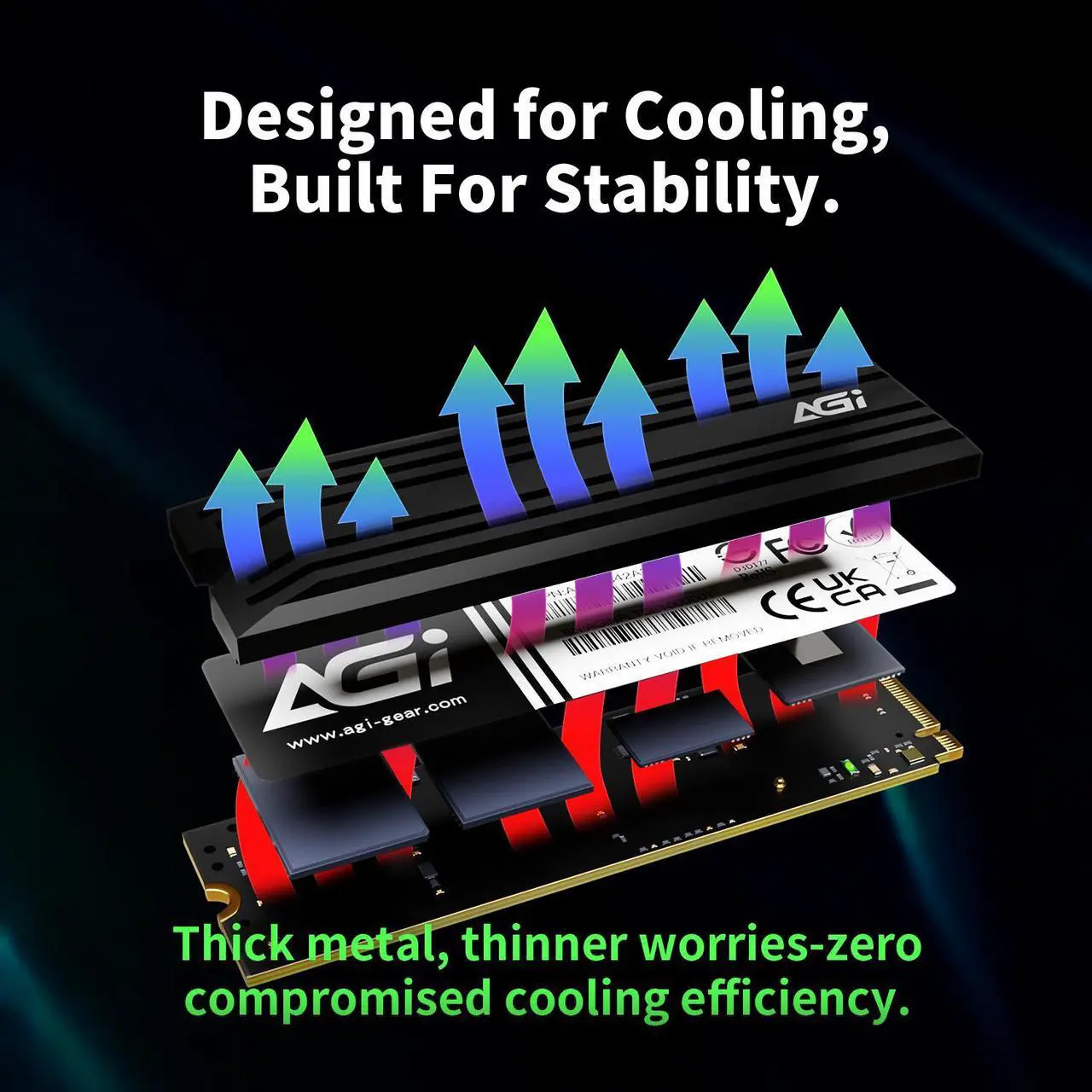Alt view image 3 of 7 - AGI 2TB SSD, AI828 PCIe NVMe 4.0 M.2 2280 Gen4x4 with Heat Sink, Read up to 7400MB/s, Work with PS5, 3D NAND Internal Solid State Drive - AGI2T0G44AI828