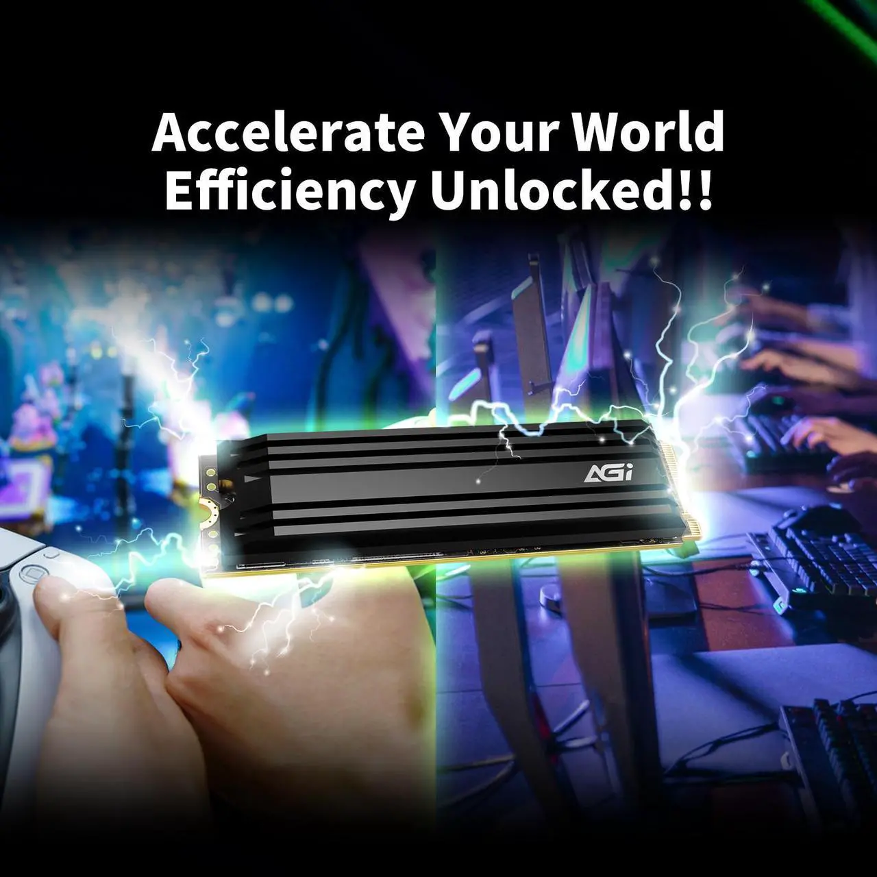 Alt view image 6 of 7 - AGI 2TB SSD, AI828 PCIe NVMe 4.0 M.2 2280 Gen4x4 with Heat Sink, Read up to 7400MB/s, Work with PS5, 3D NAND Internal Solid State Drive - AGI2T0G44AI828