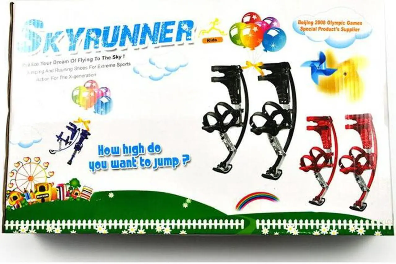 Alt view image 2 of 7 - Skyrunner Kids/Child Youth Kangaroo Shoes Jumping Stilts Fitness Exercise (88-132lbs/40-60kg) Blue