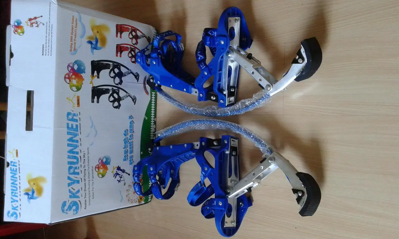 Alt view image 7 of 7 - Skyrunner Kids/Child Youth Kangaroo Shoes Jumping Stilts Fitness Exercise (88-132lbs/40-60kg) Blue
