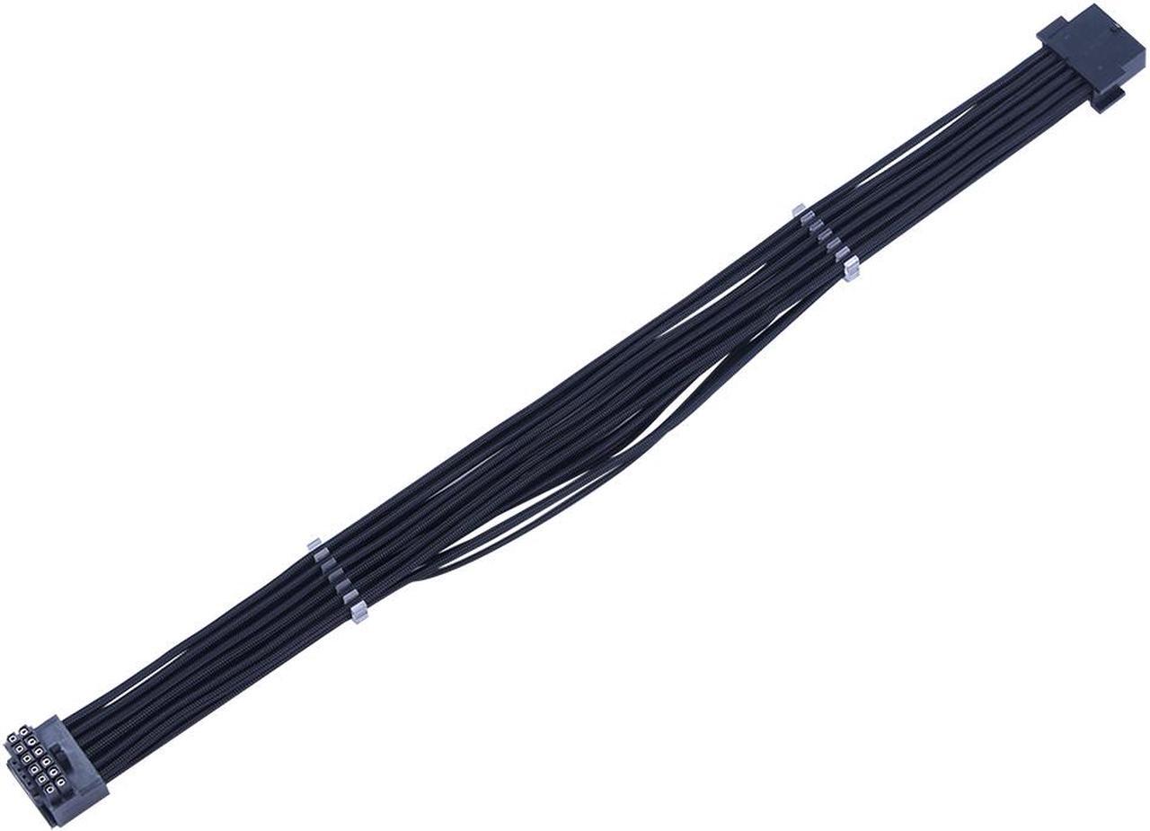 Alt view image 3 of 5 - X-Enlazar Superior 600W PCIe 5.0 / Gen 5 90 Degree L-Angled Patent 12VHPWR PSU Extension Cable / Black / 12+4pin to 12+4pin Extension Connector / Mesh Paracord Sleeving