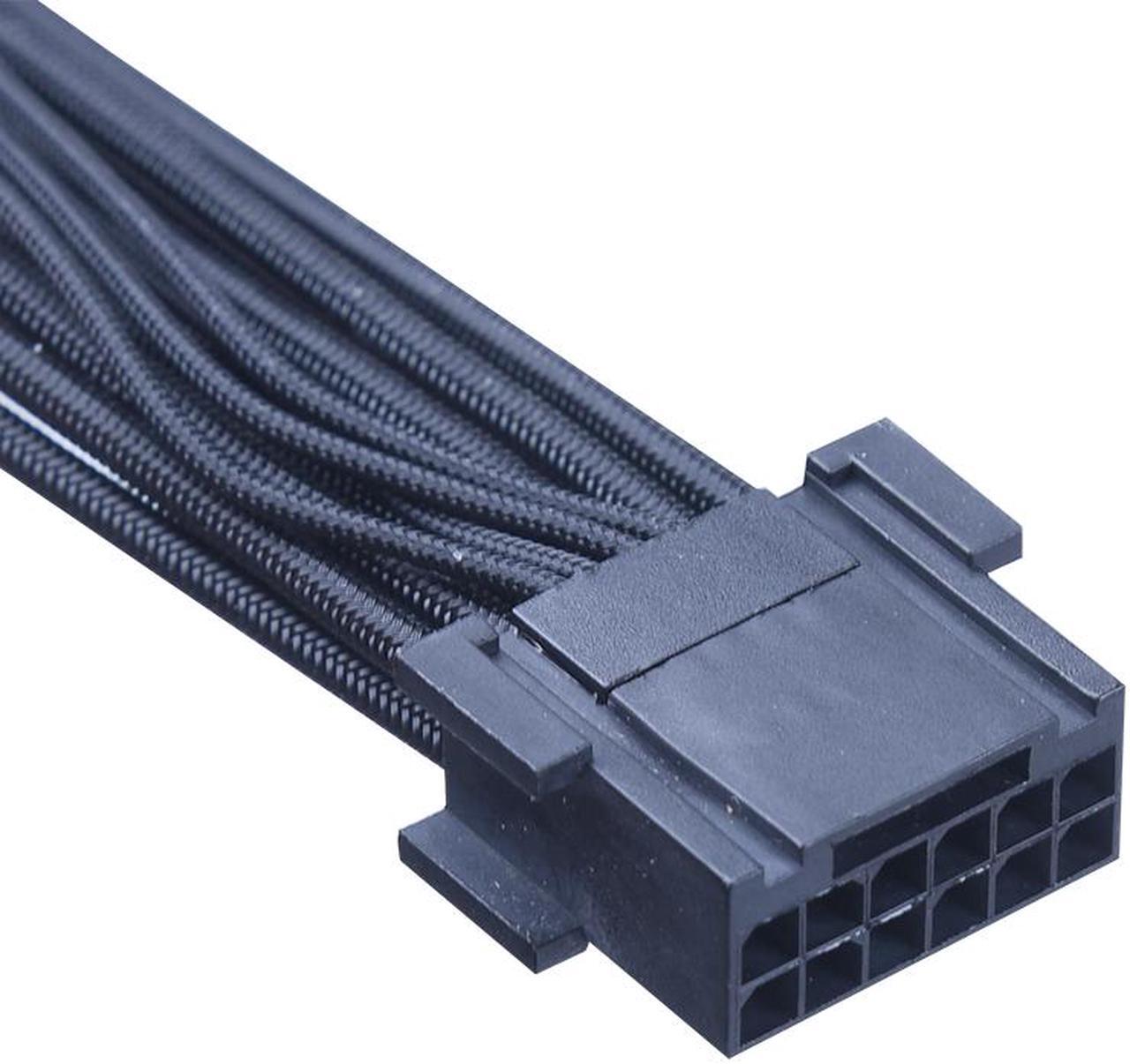 Alt view image 5 of 5 - X-Enlazar Superior 600W PCIe 5.0 / Gen 5 90 Degree L-Angled Patent 12VHPWR PSU Extension Cable / Black / 12+4pin to 12+4pin Extension Connector / Mesh Paracord Sleeving
