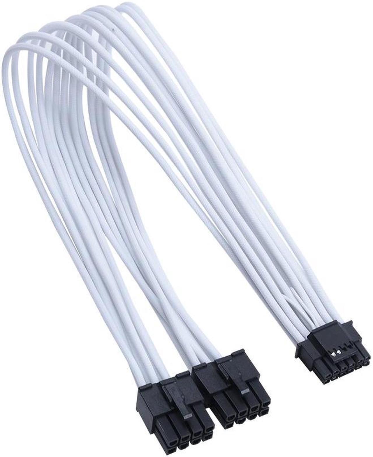 Main image of X-Enlazar Superior 600W PCIe 5.0 (Gen 5.0) 12VHPWR PSU Cable / White / Dual 6+2pin to 12+4pin Cable (7+8pin) / Mesh Paracord Sleeving