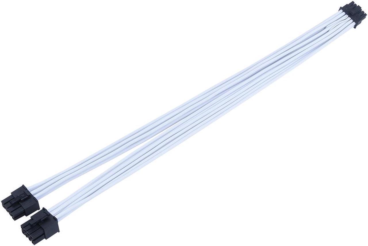 Alt view image 5 of 5 - X-Enlazar Superior 600W PCIe 5.0 (Gen 5.0) 12VHPWR PSU Cable / White / Dual 6+2pin to 12+4pin Cable (7+8pin) / Mesh Paracord Sleeving