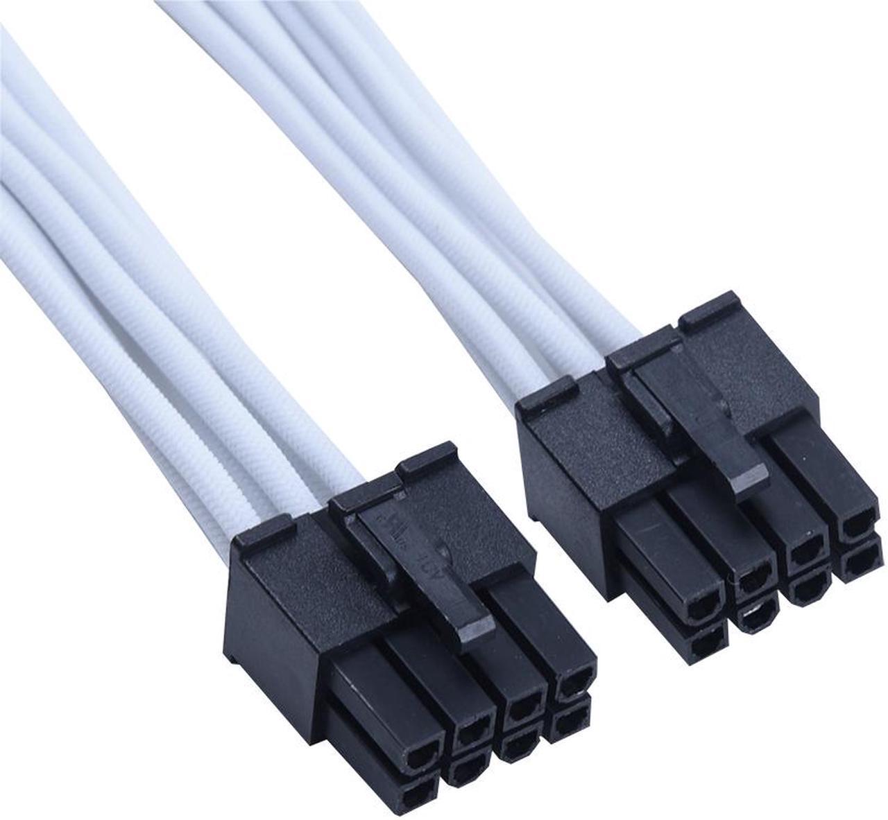 Alt view image 3 of 5 - X-Enlazar Superior 600W PCIe 5.0 (Gen 5.0) 12VHPWR PSU Cable / White / Dual 6+2pin to 12+4pin Cable (7+8pin) / Mesh Paracord Sleeving