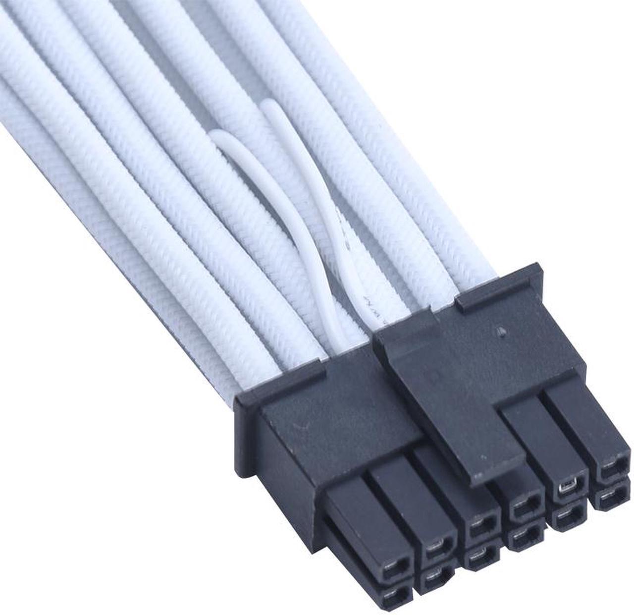 Alt view image 2 of 5 - X-Enlazar Superior 600W PCIe 5.0 (Gen 5.0) 12VHPWR PSU Cable / White / Dual 6+2pin to 12+4pin Cable (7+8pin) / Mesh Paracord Sleeving