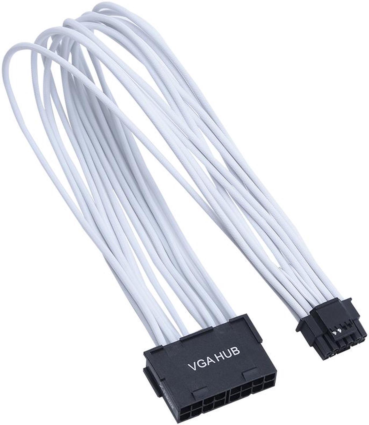 Main image of X-Enlazar Superior Dual 6+2pin to 12VHPWR Extension Cable 300mm / 600W PCIe 5.0 (Gen 5.0) 12+4pin PSU Cable / Mesh Paracord Sleeving / White