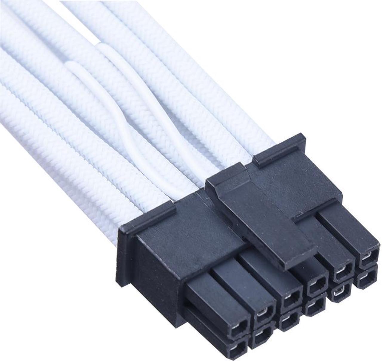 Alt view image 3 of 5 - X-Enlazar Superior Dual 6+2pin to 12VHPWR Extension Cable 300mm / 600W PCIe 5.0 (Gen 5.0) 12+4pin PSU Cable / Mesh Paracord Sleeving / White