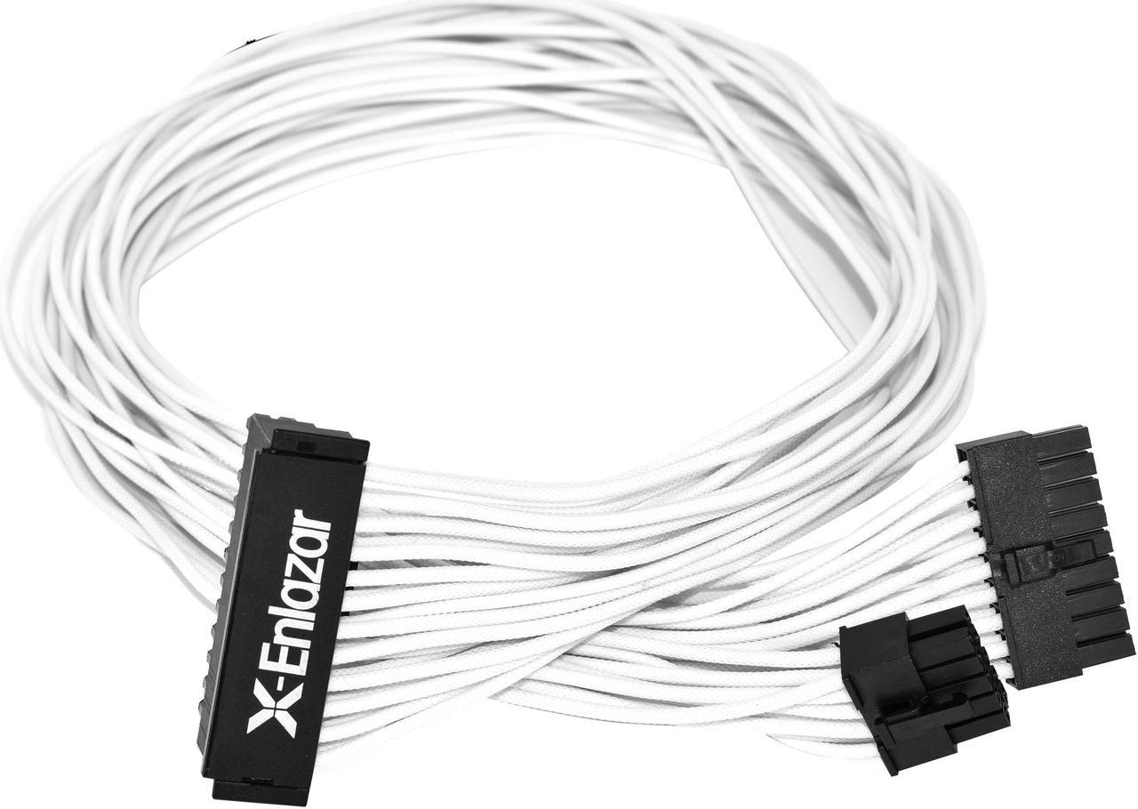 Alt view image 2 of 7 - X-Enlazar Type-A 90 Degree L-Angled Patent Individual Sleeved 9pcs Cable Kit for ASUS Power Supply (White)