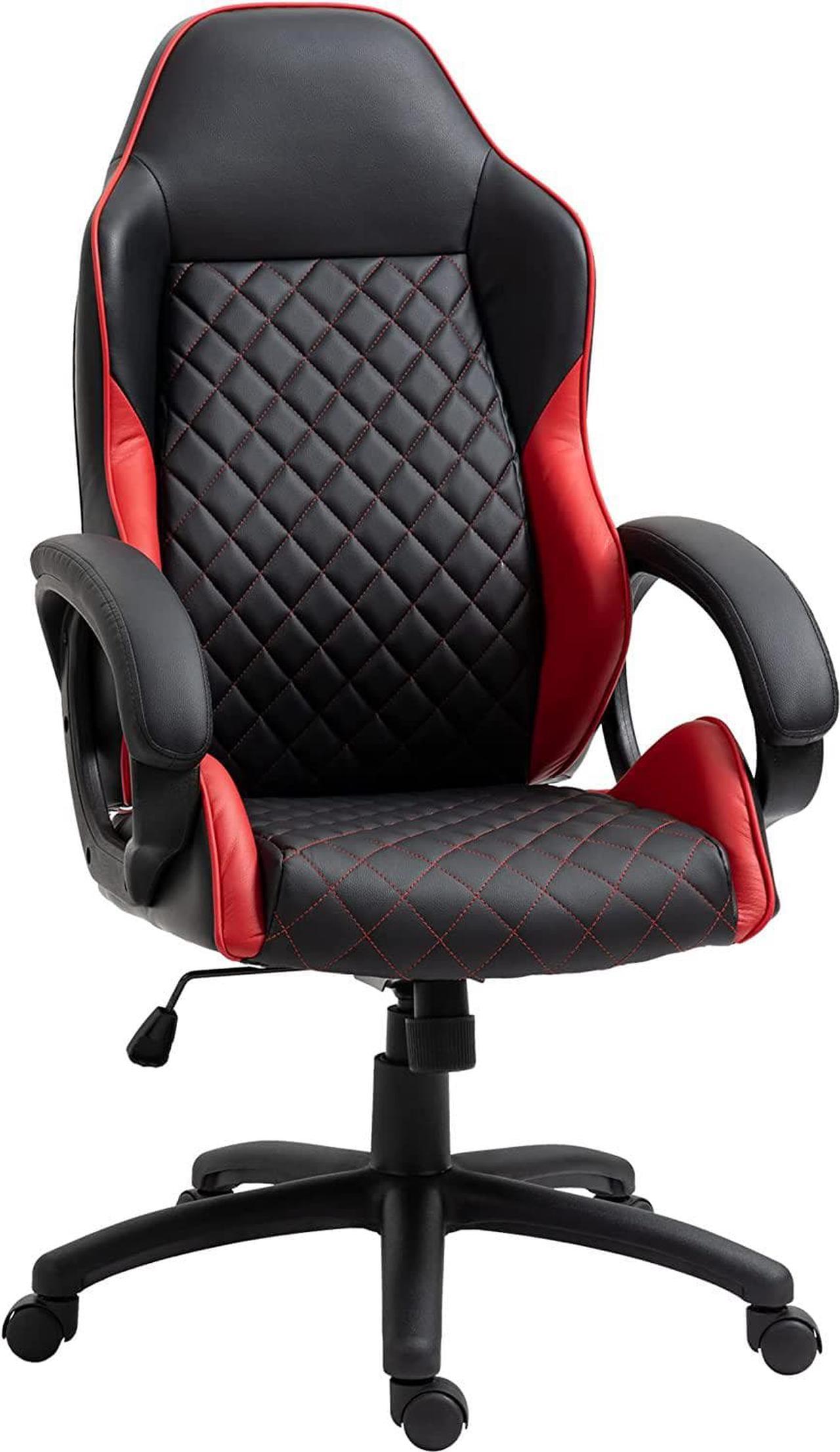 Vinsetto High Back Office Chair Gaming Chair Racing Executive Desk Chair with PU Leather, Adjustable Height, Red