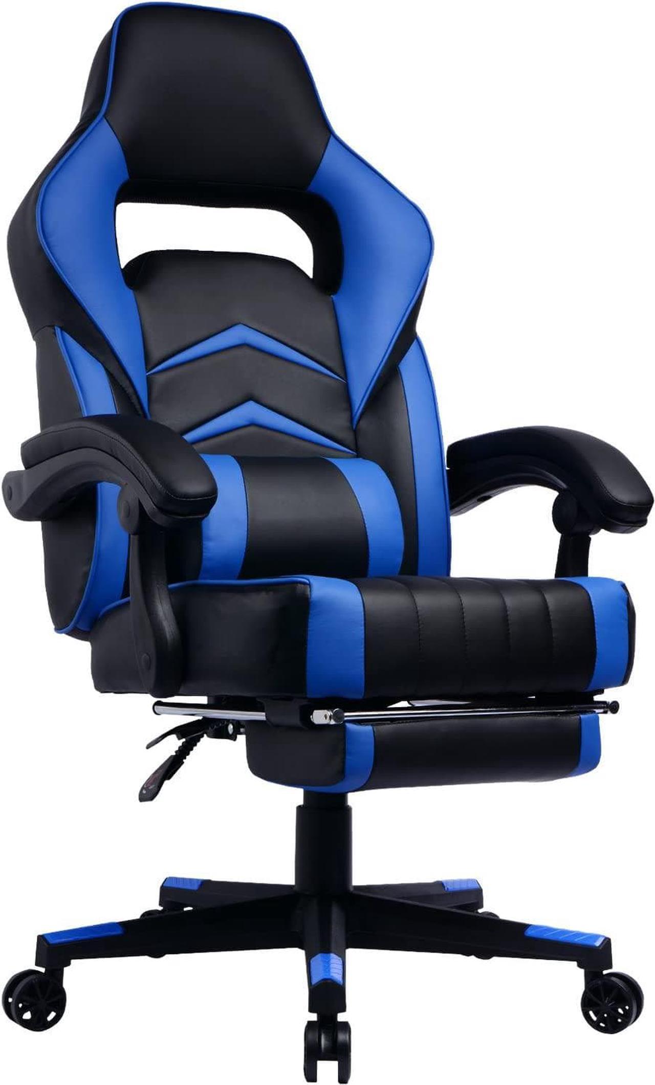 PRISP Gaming Chair with Footrest and Reclining Backrest, Racing Style High Back Office Chair - Chaise Gamer