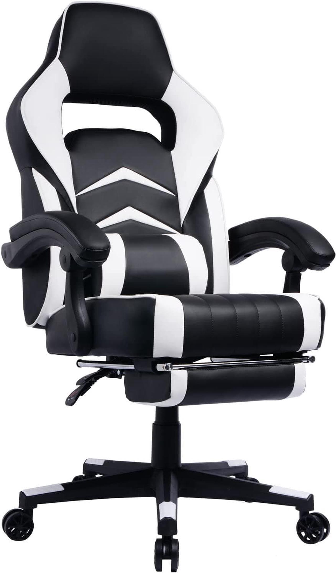 PRISP Gaming Chair with Footrest and Reclining Backrest, Racing Style High Back Office Chair - Chaise Gamer